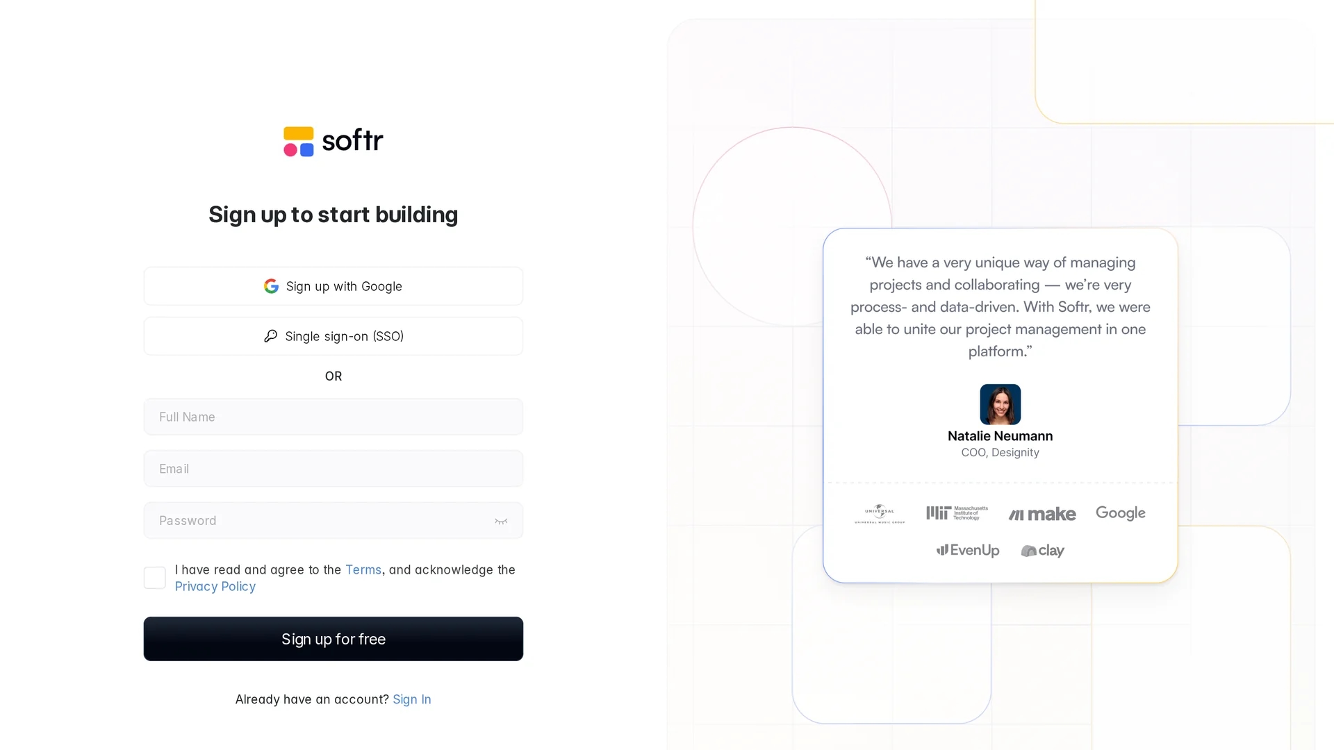 softr homepage