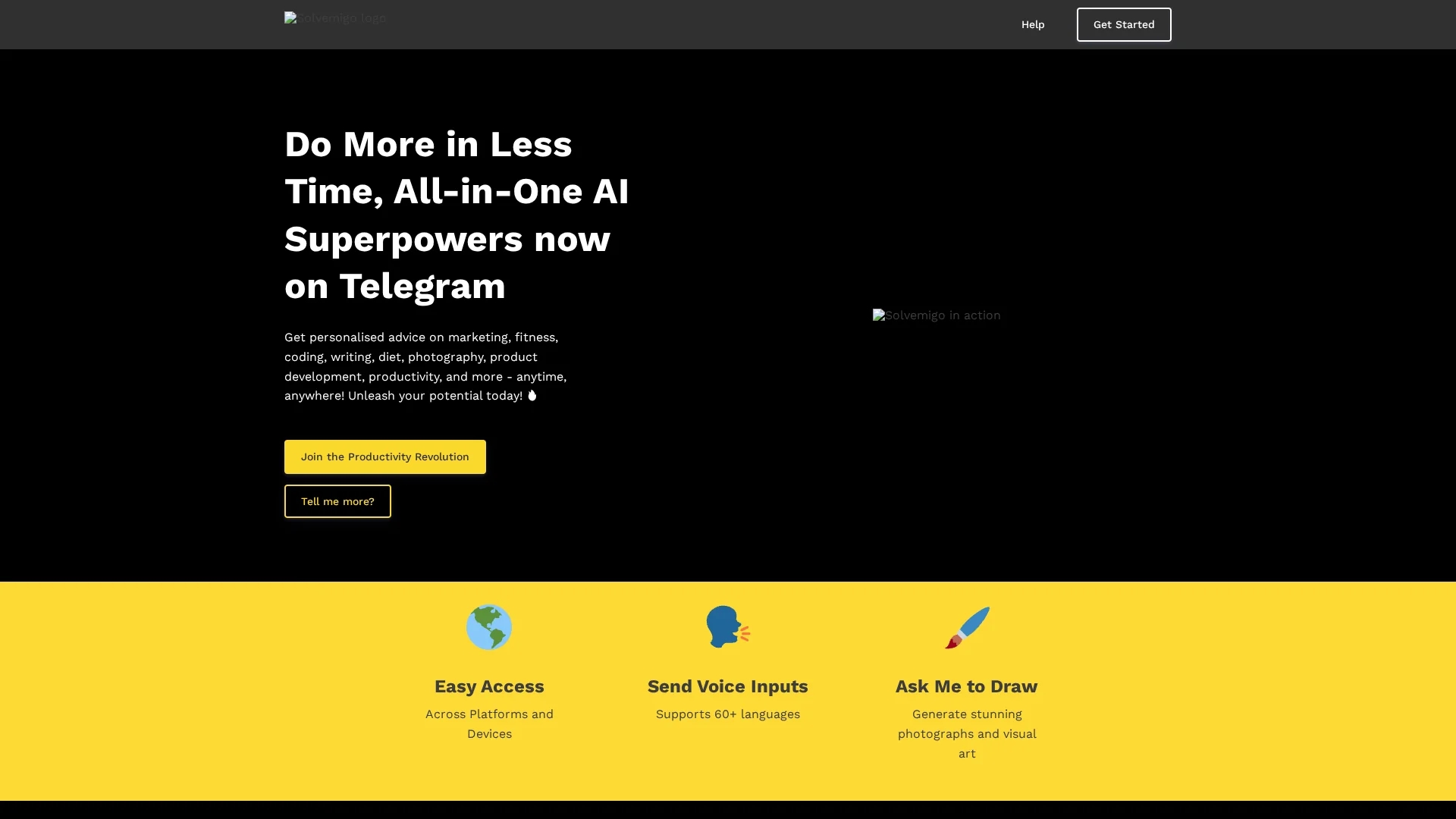 solvemigo-chatgpt-for-telegram homepage