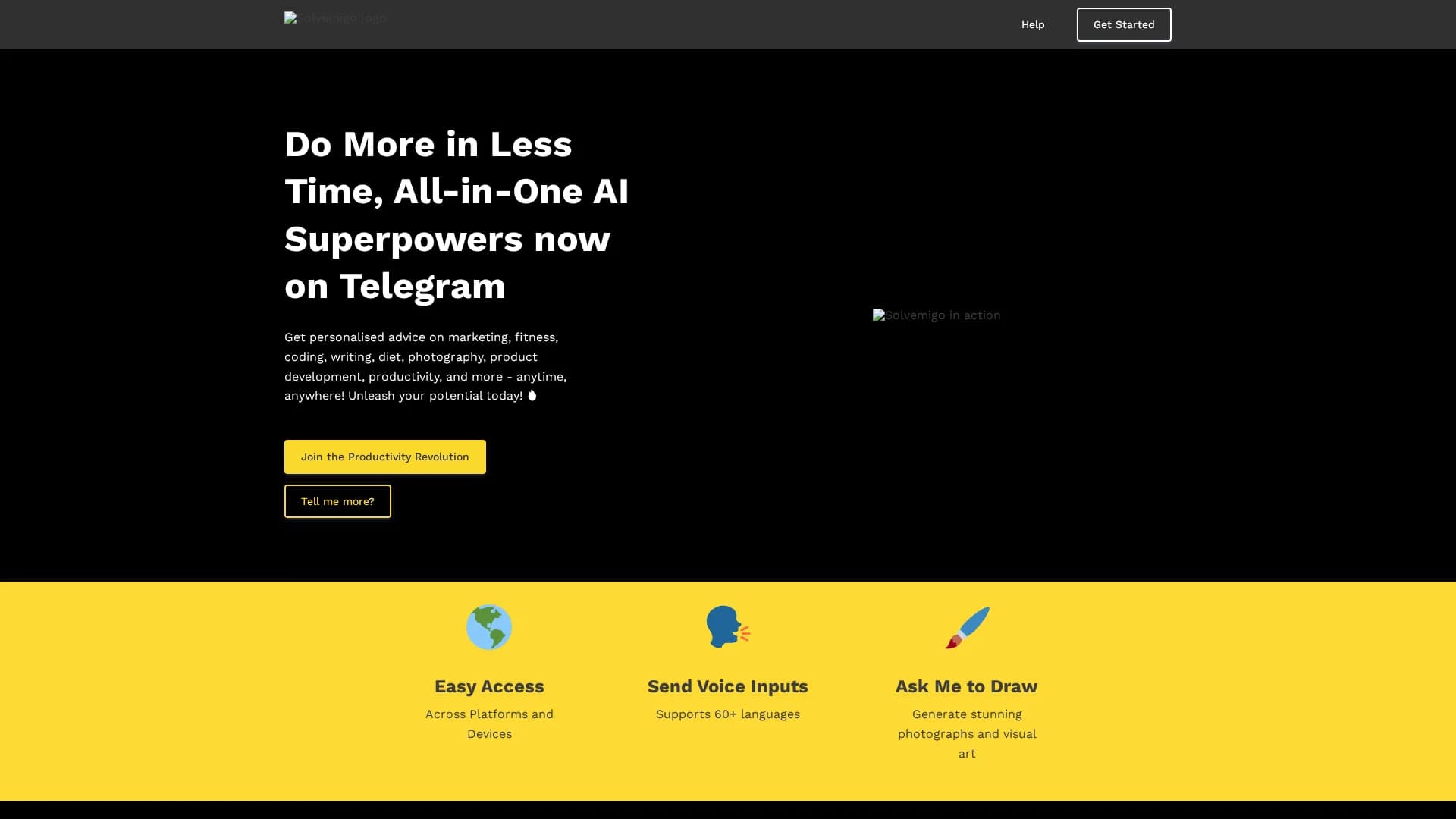 solvemigo-chatgpt-for-telegram homepage