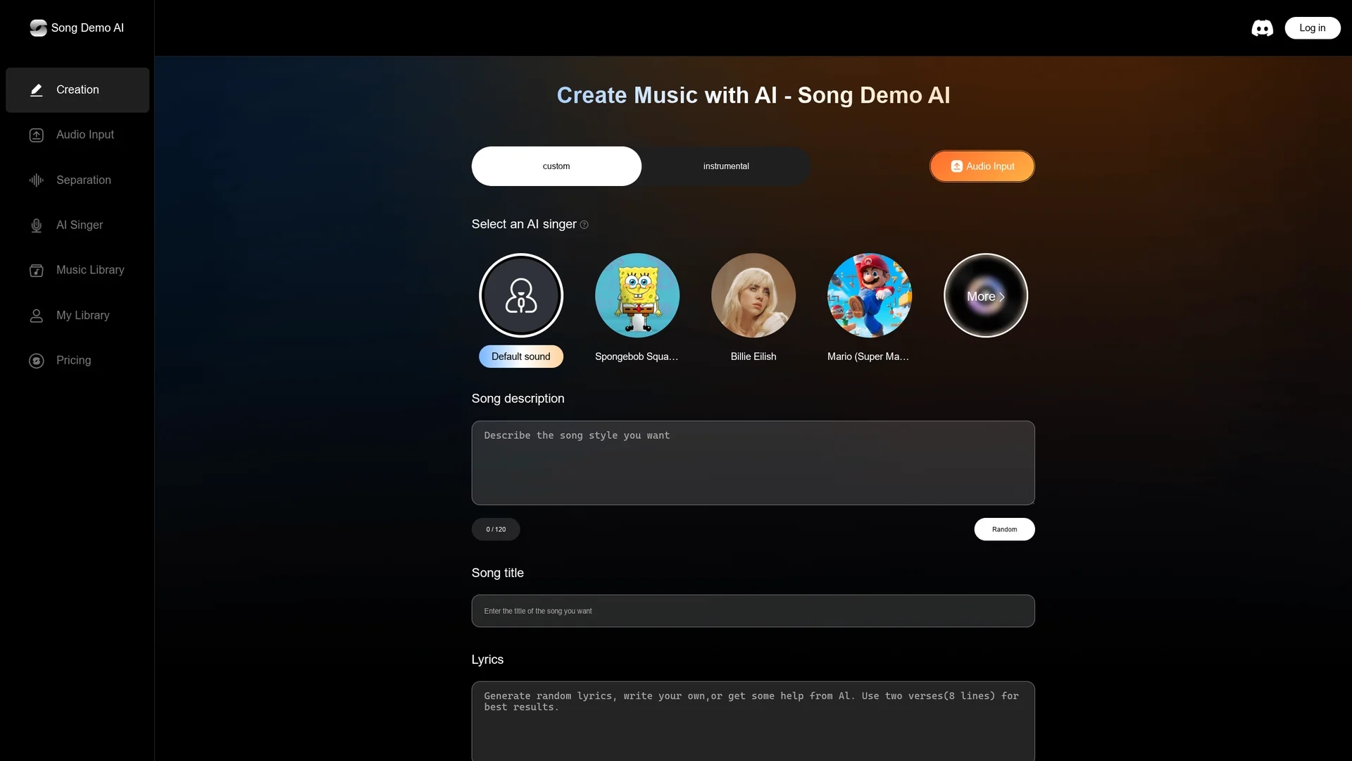 songdemo-ai homepage