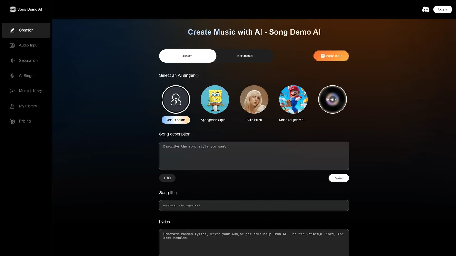 songdemo-ai homepage
