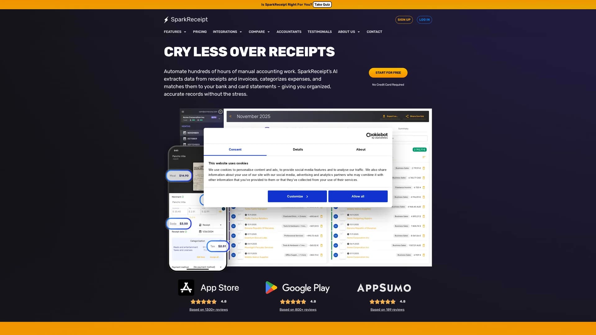 sparkreceipt homepage