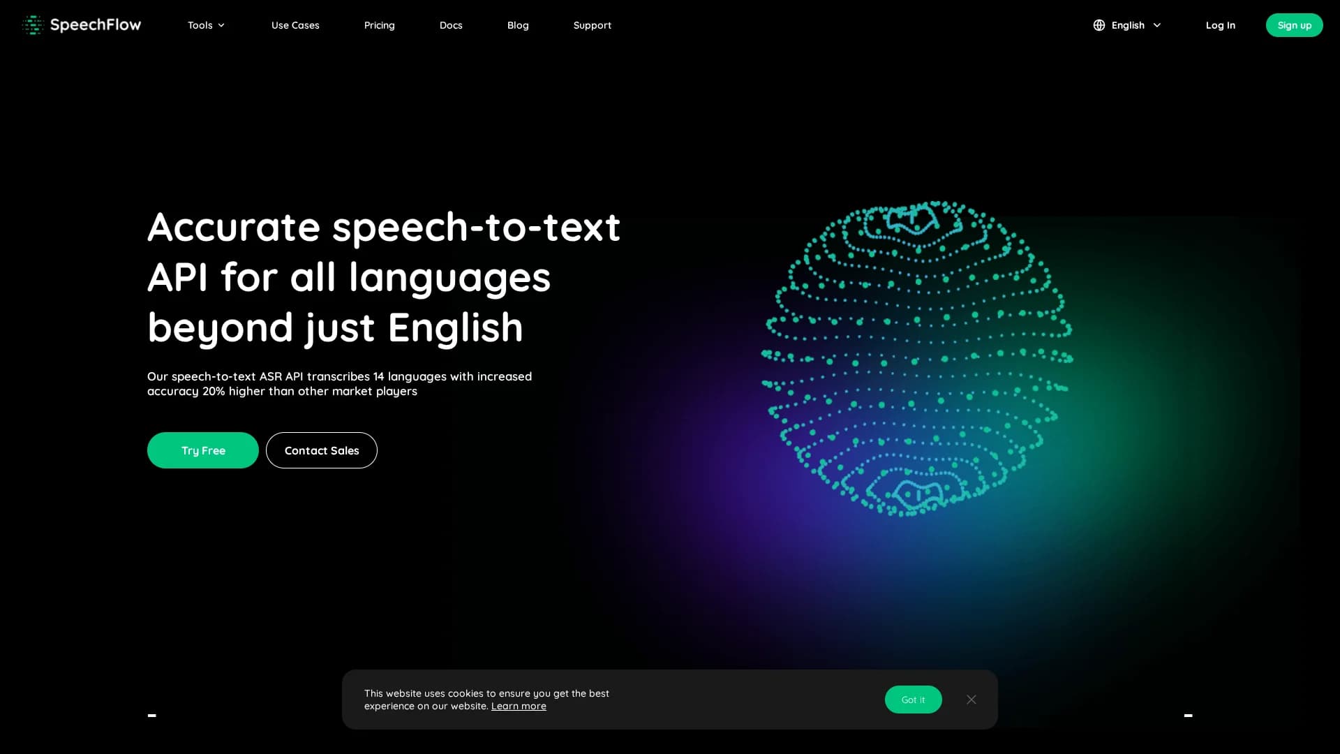 speechflow-advanced-speech-to-text-api homepage