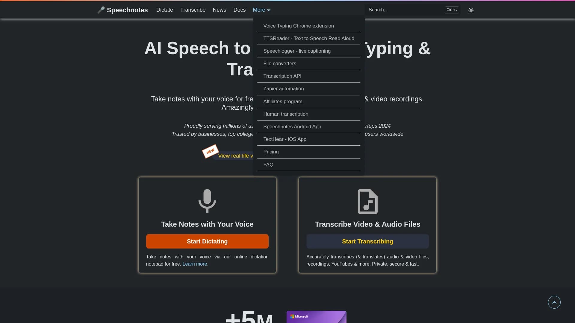 speechnotes homepage
