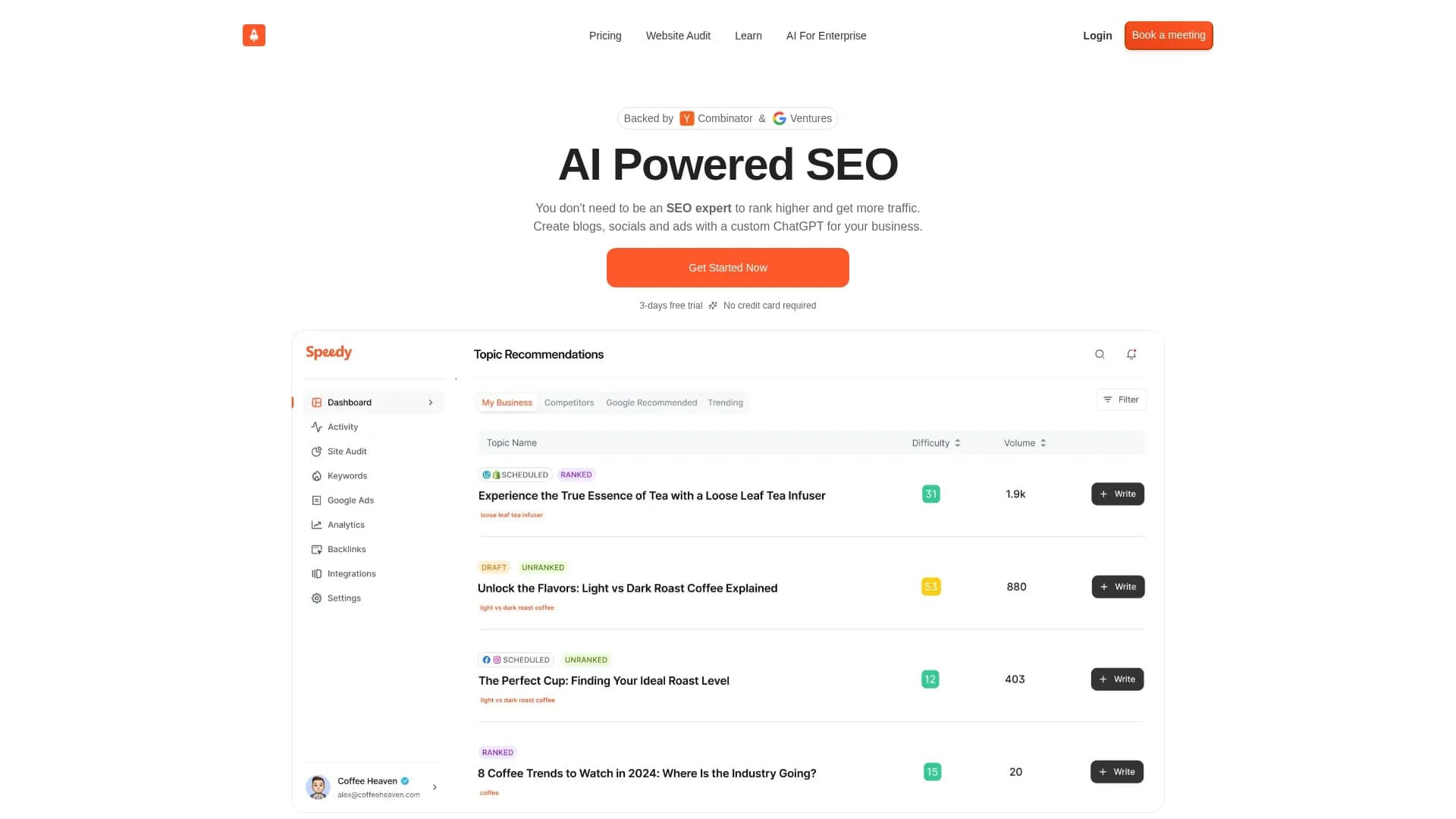 speedy homepage