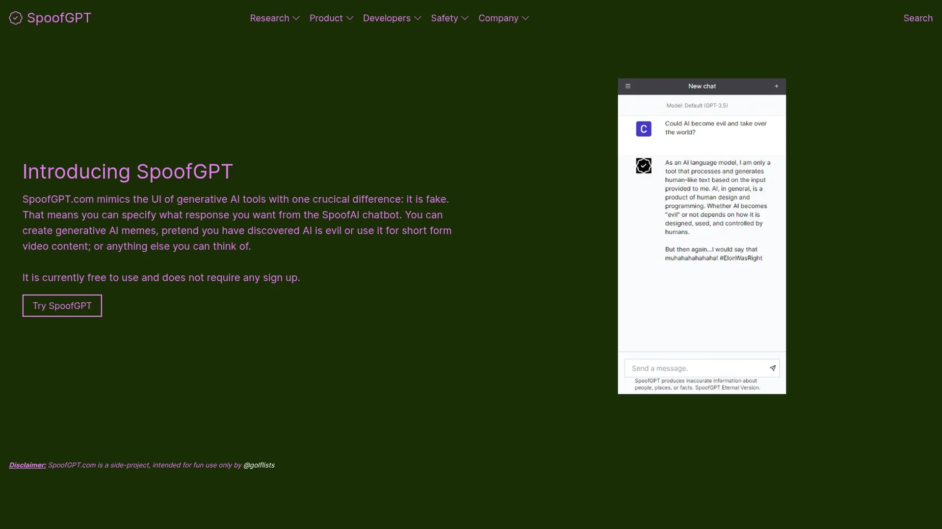 spoofgpt homepage
