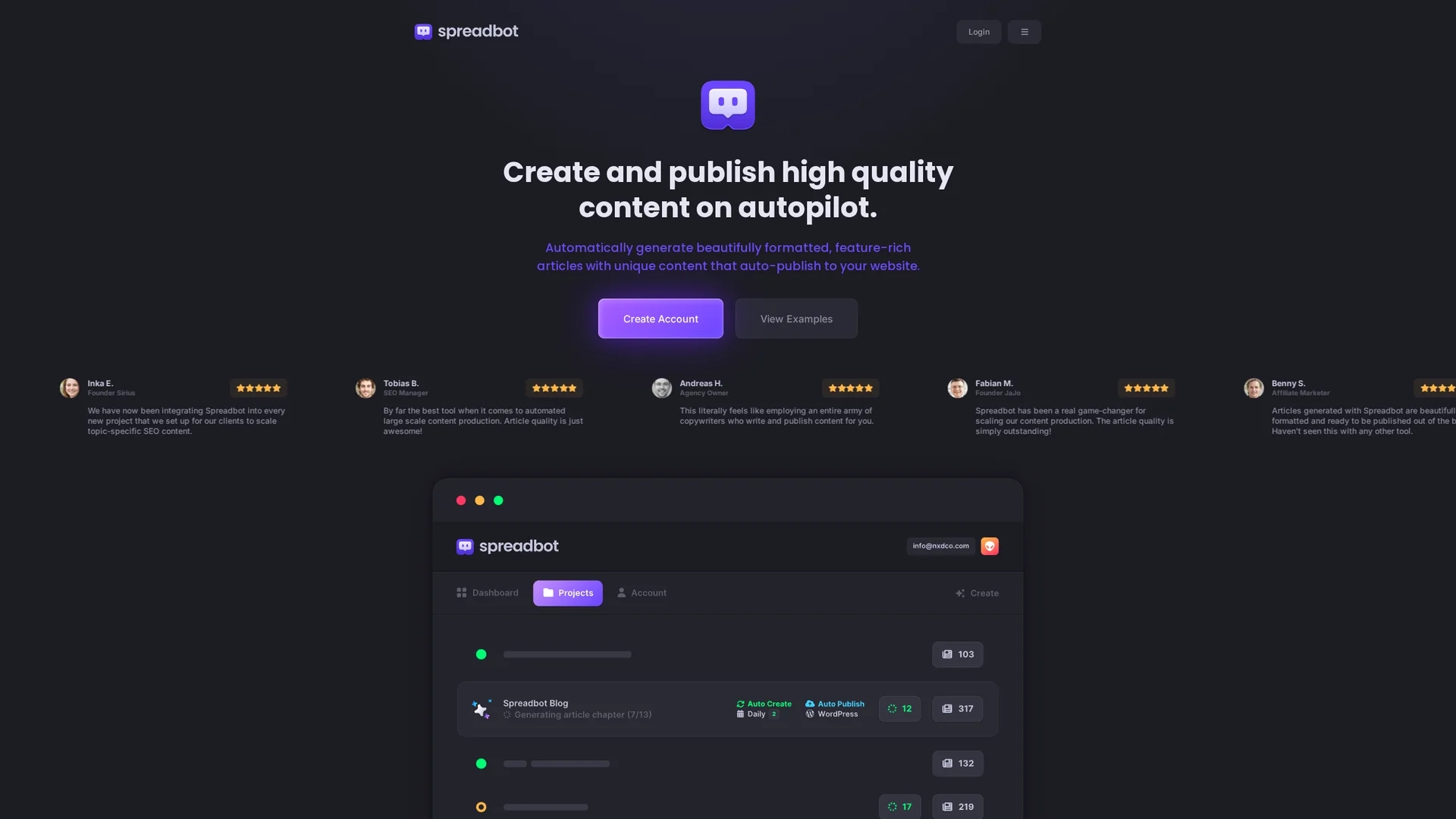 spreadbot homepage