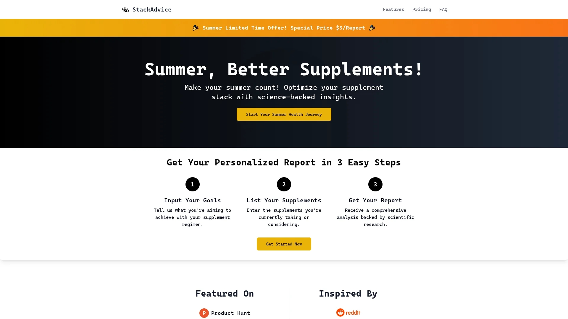 stackadvice-app homepage