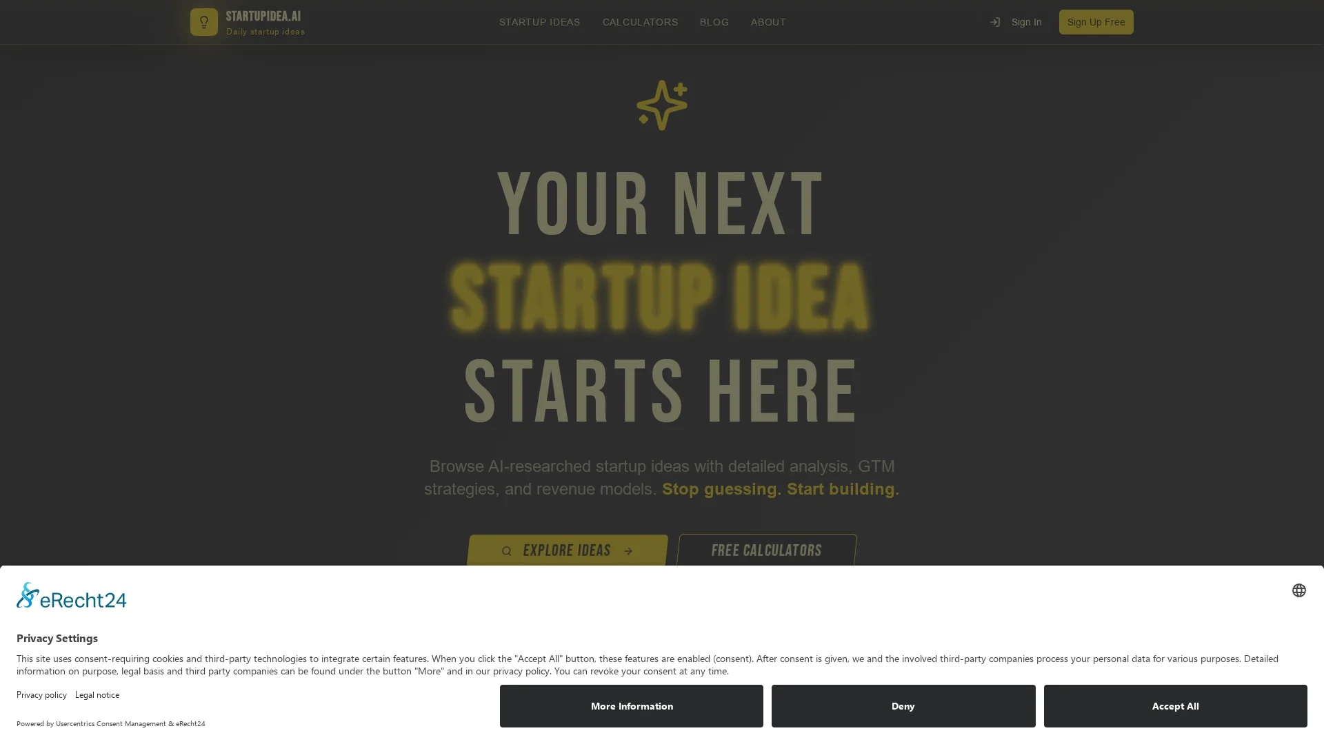 startupidea-ai homepage