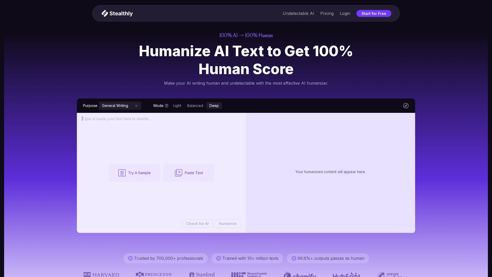 stealthly-ai-humanizer homepage