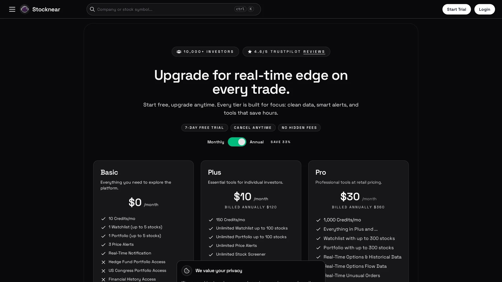 stocknear homepage