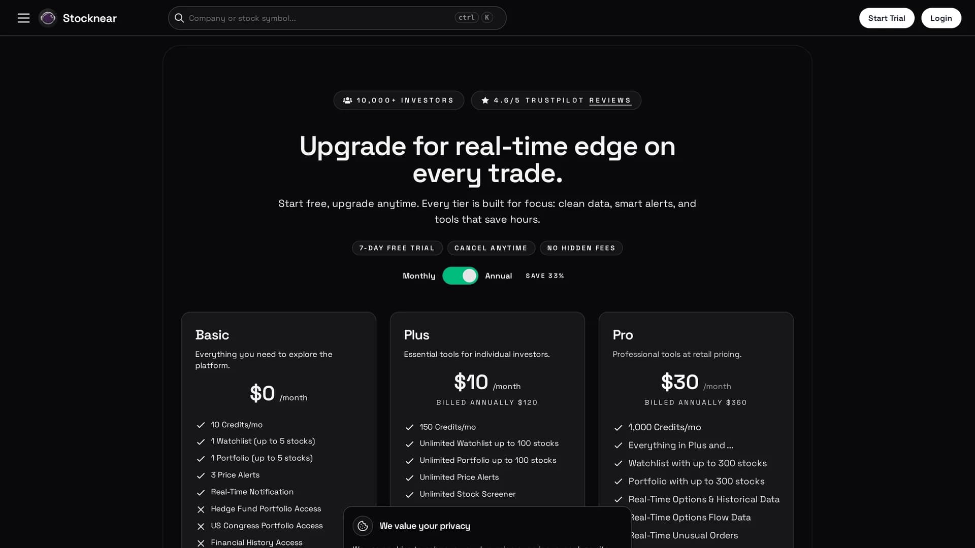 stocknear homepage