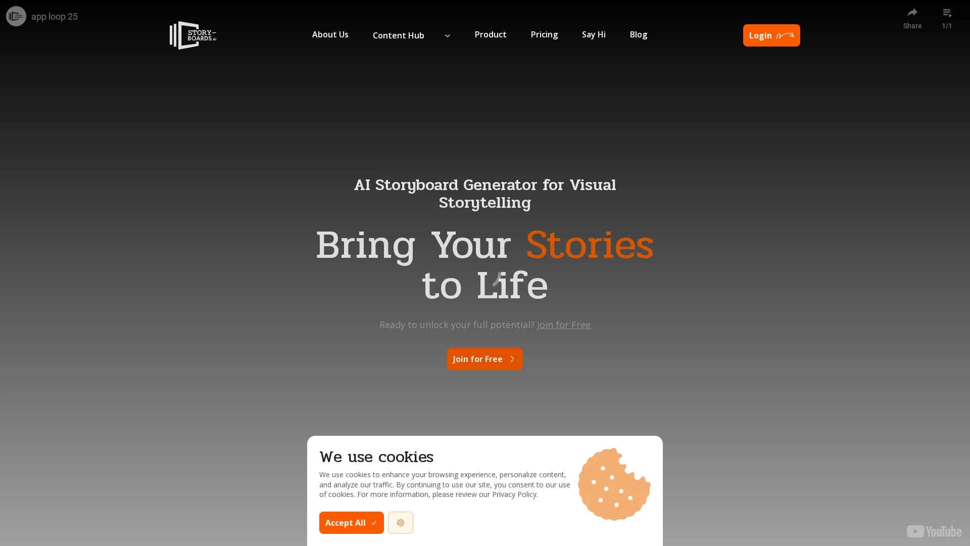 story-boards-ai homepage