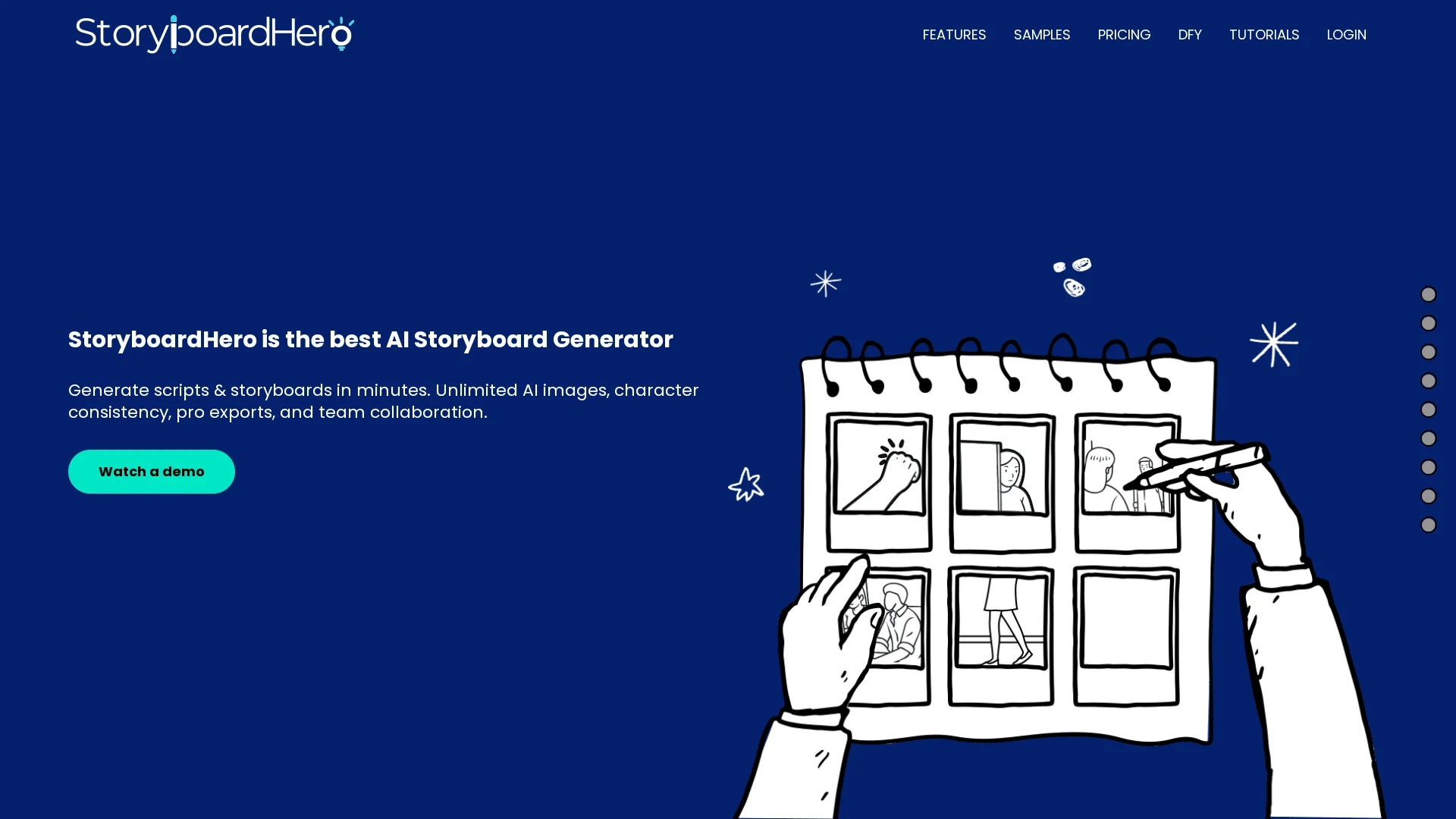 storyboardhero-ai-storyboard-generator homepage