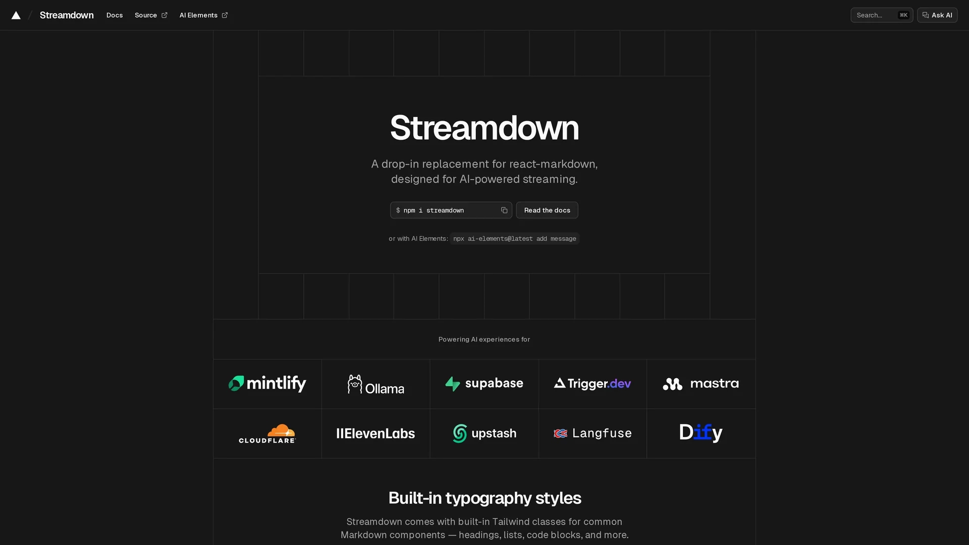 streamdown homepage