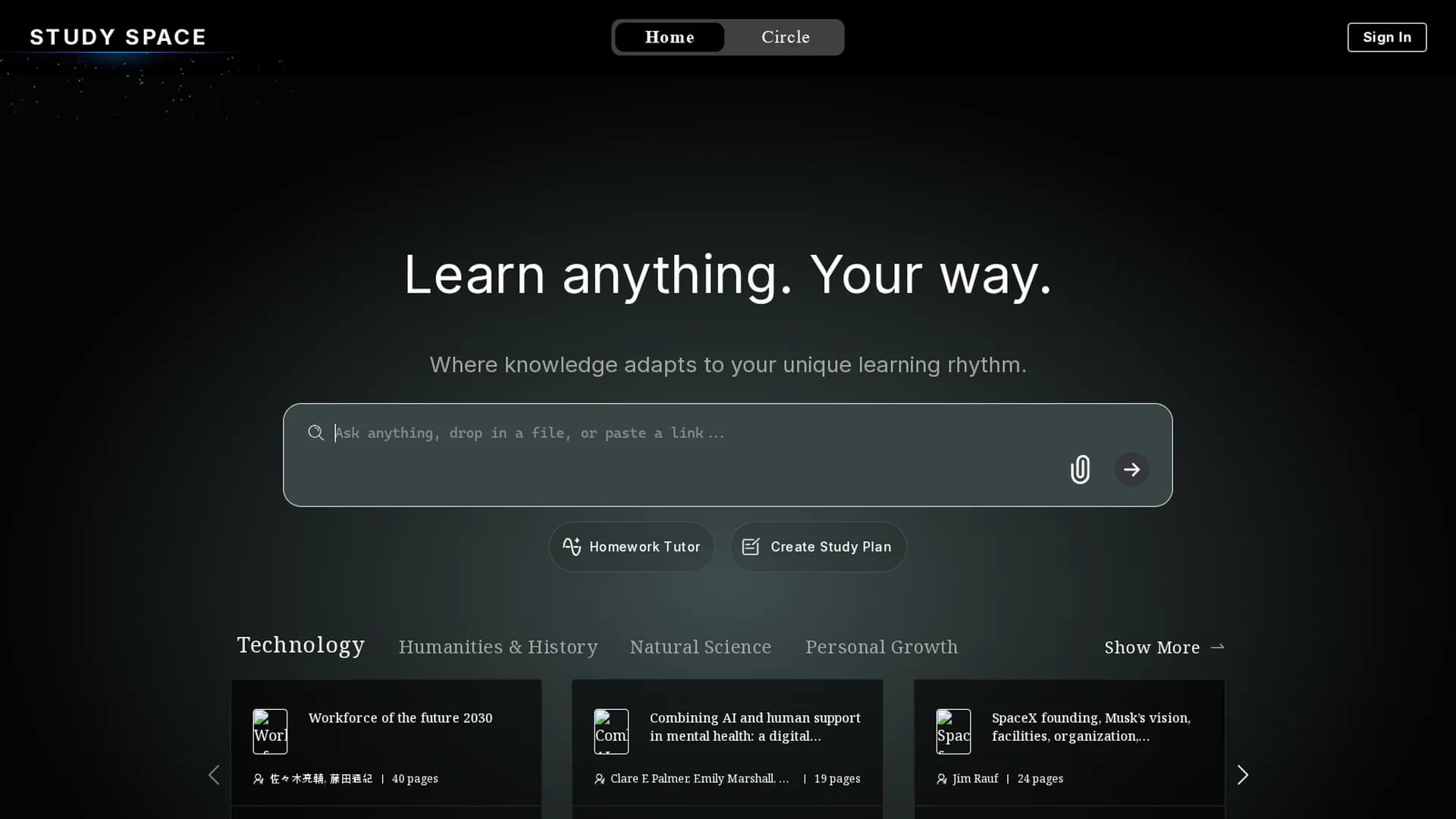 study-space homepage
