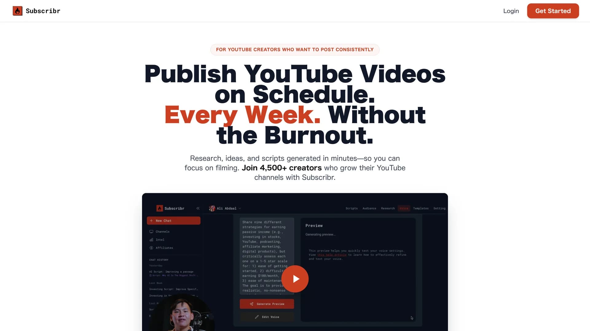 subscribr homepage