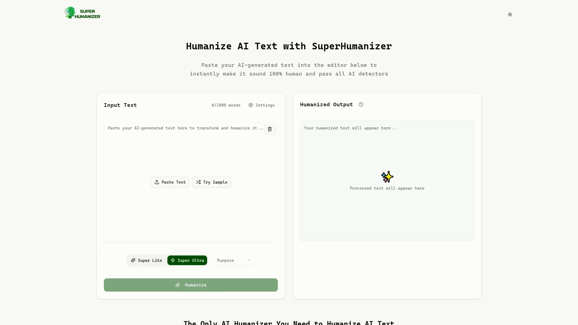 super-humanizer-ai homepage