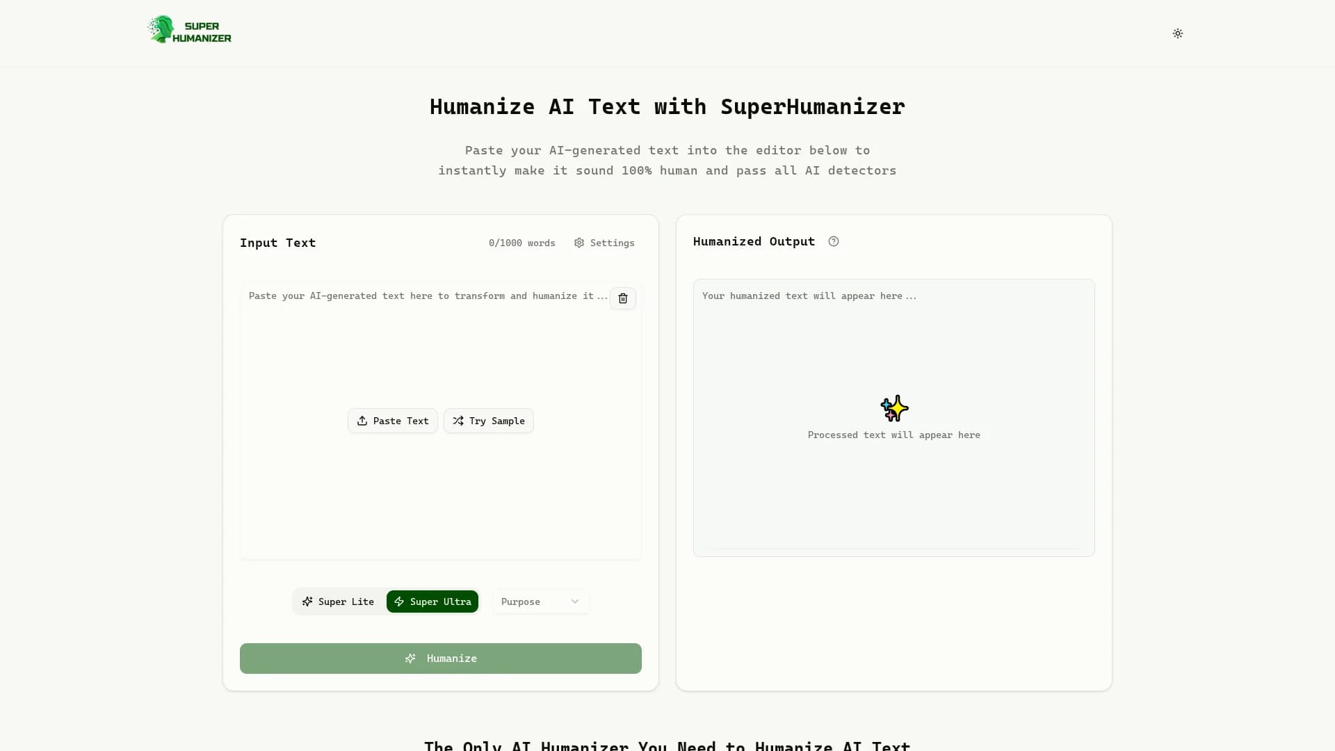 super-humanizer-ai homepage