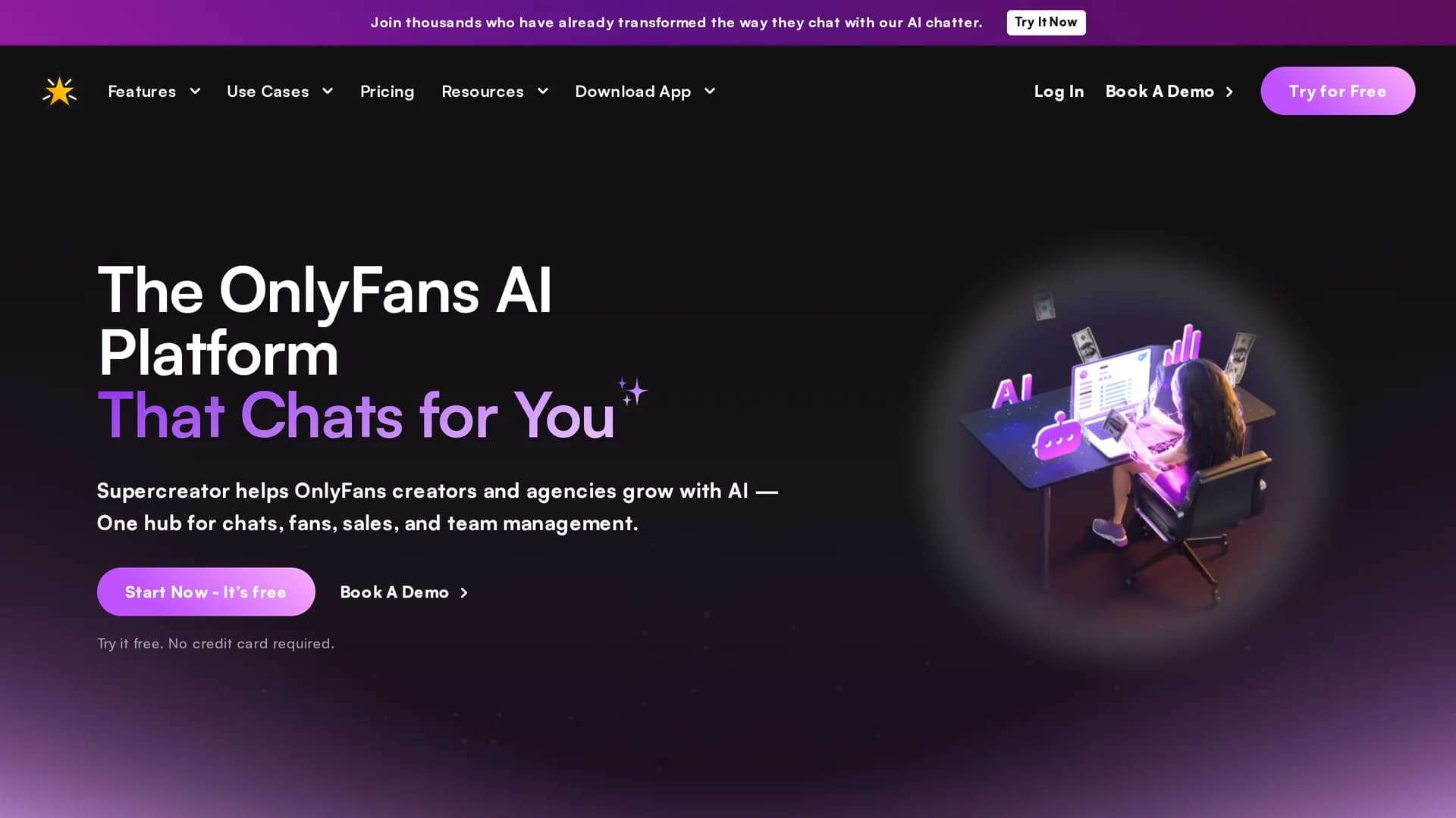 supercreator-ai-chat-for-onlyfans homepage