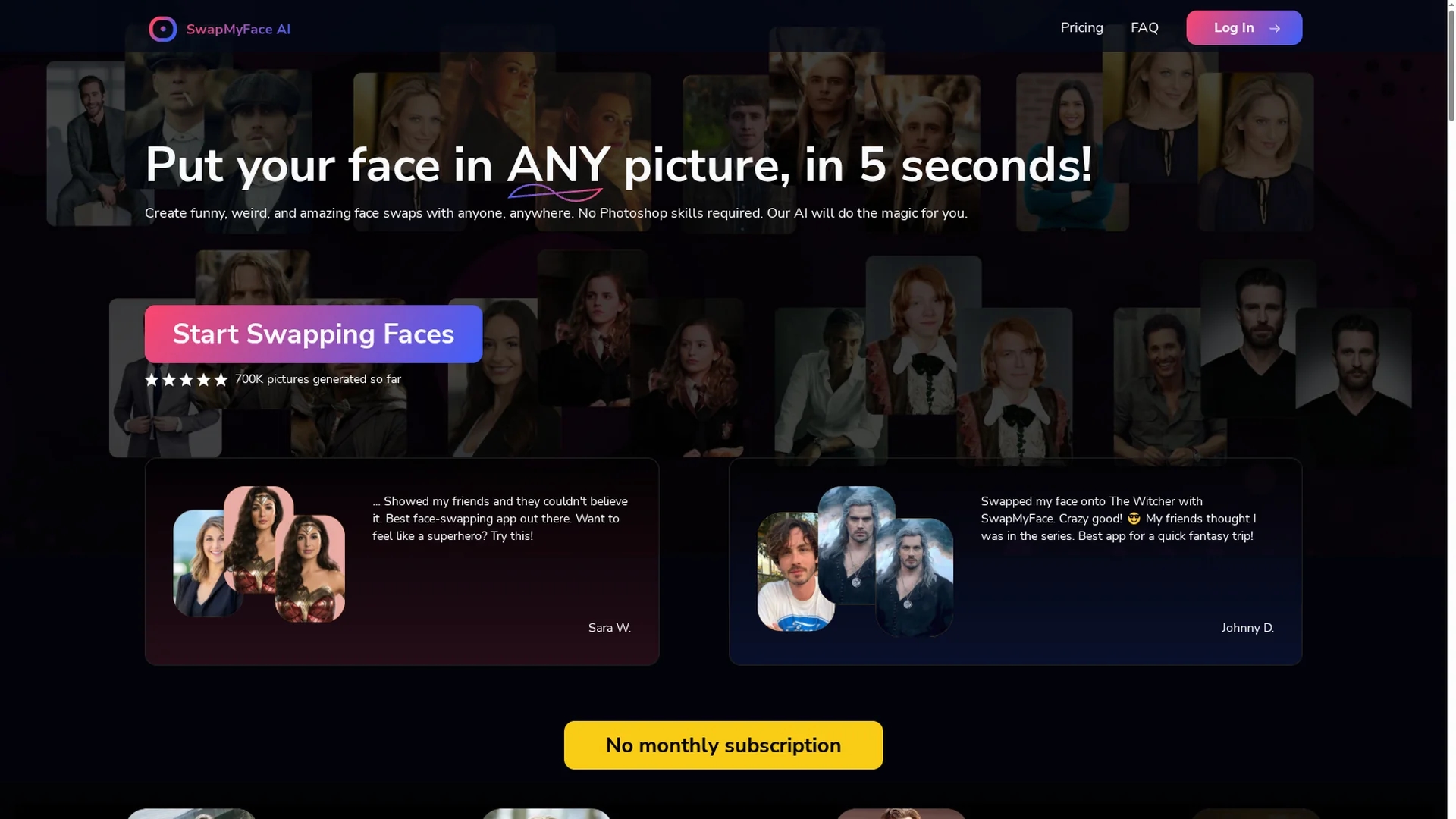 swapmyface homepage