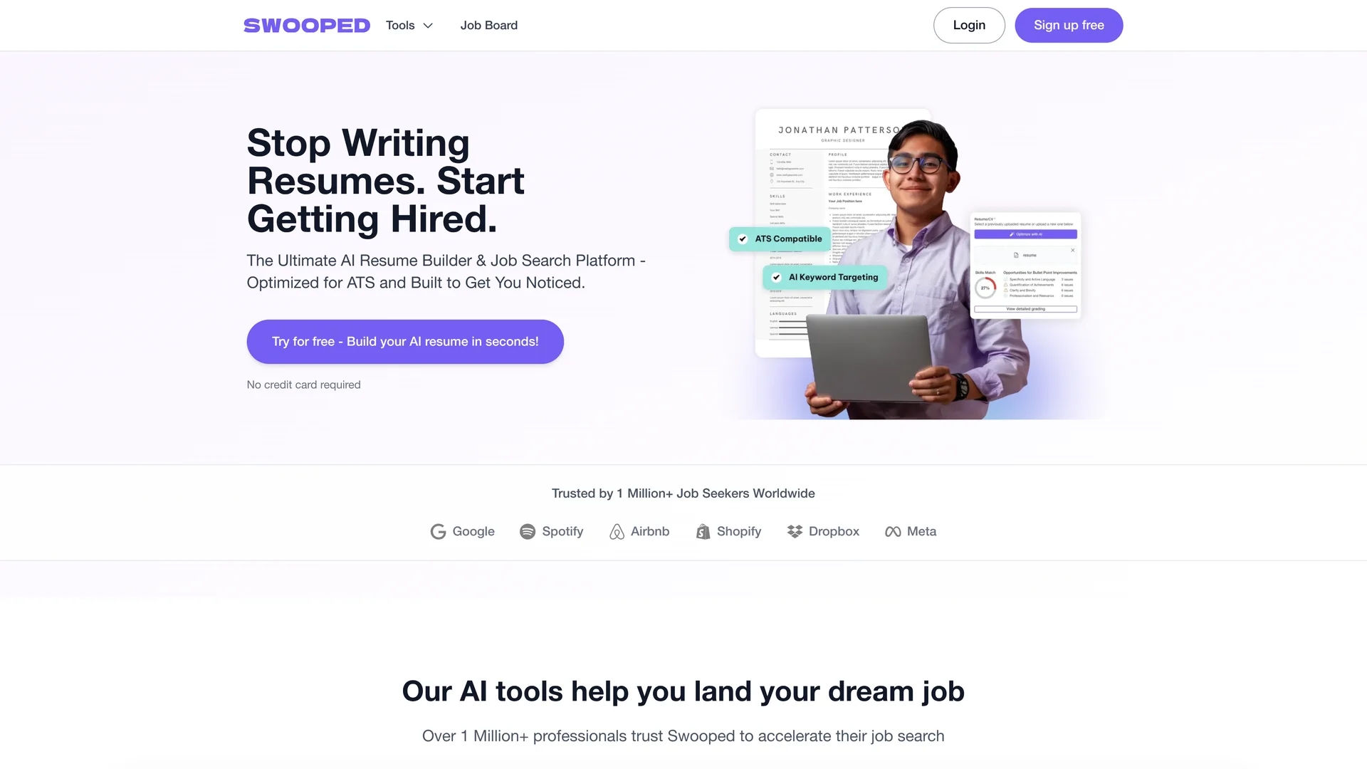 swooped homepage