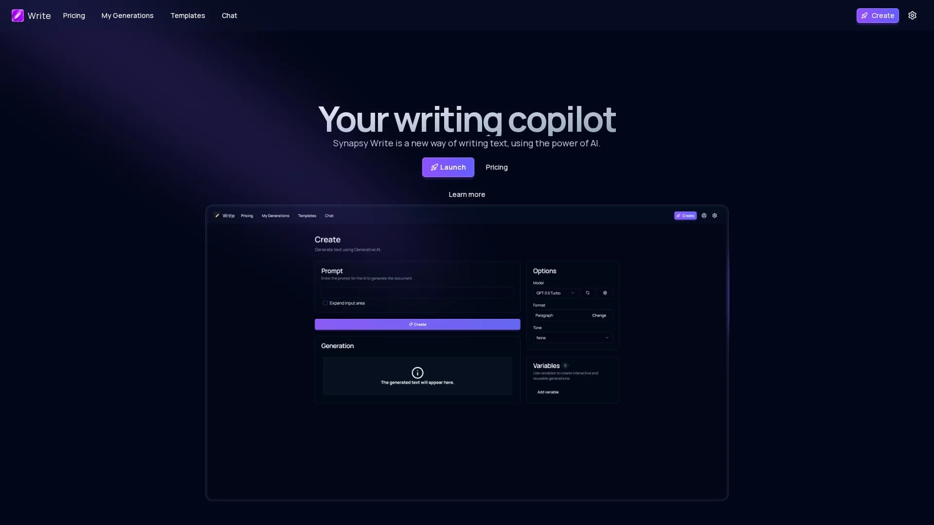 synapsy-write homepage