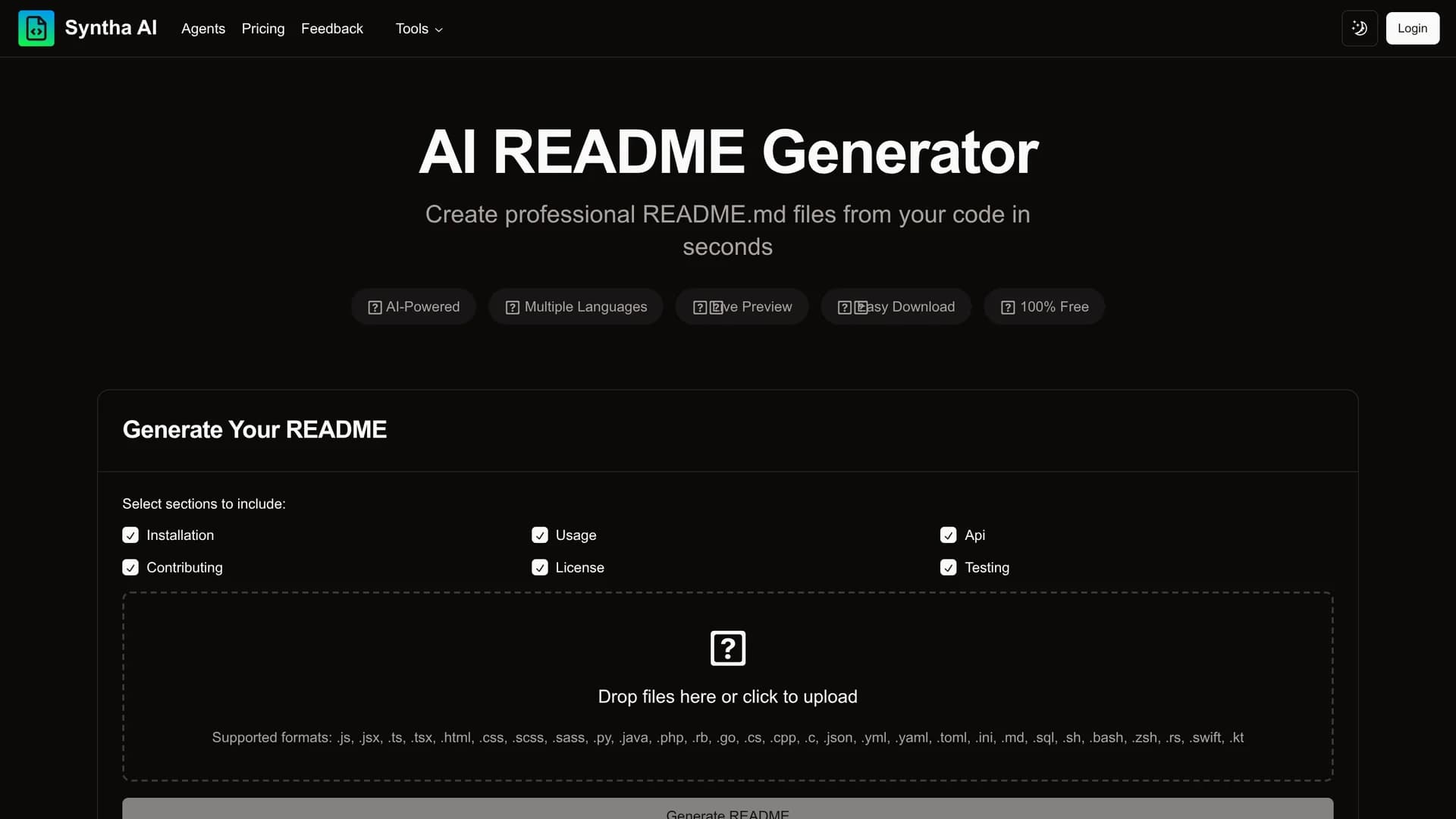 syntha-ai-readme-generator homepage