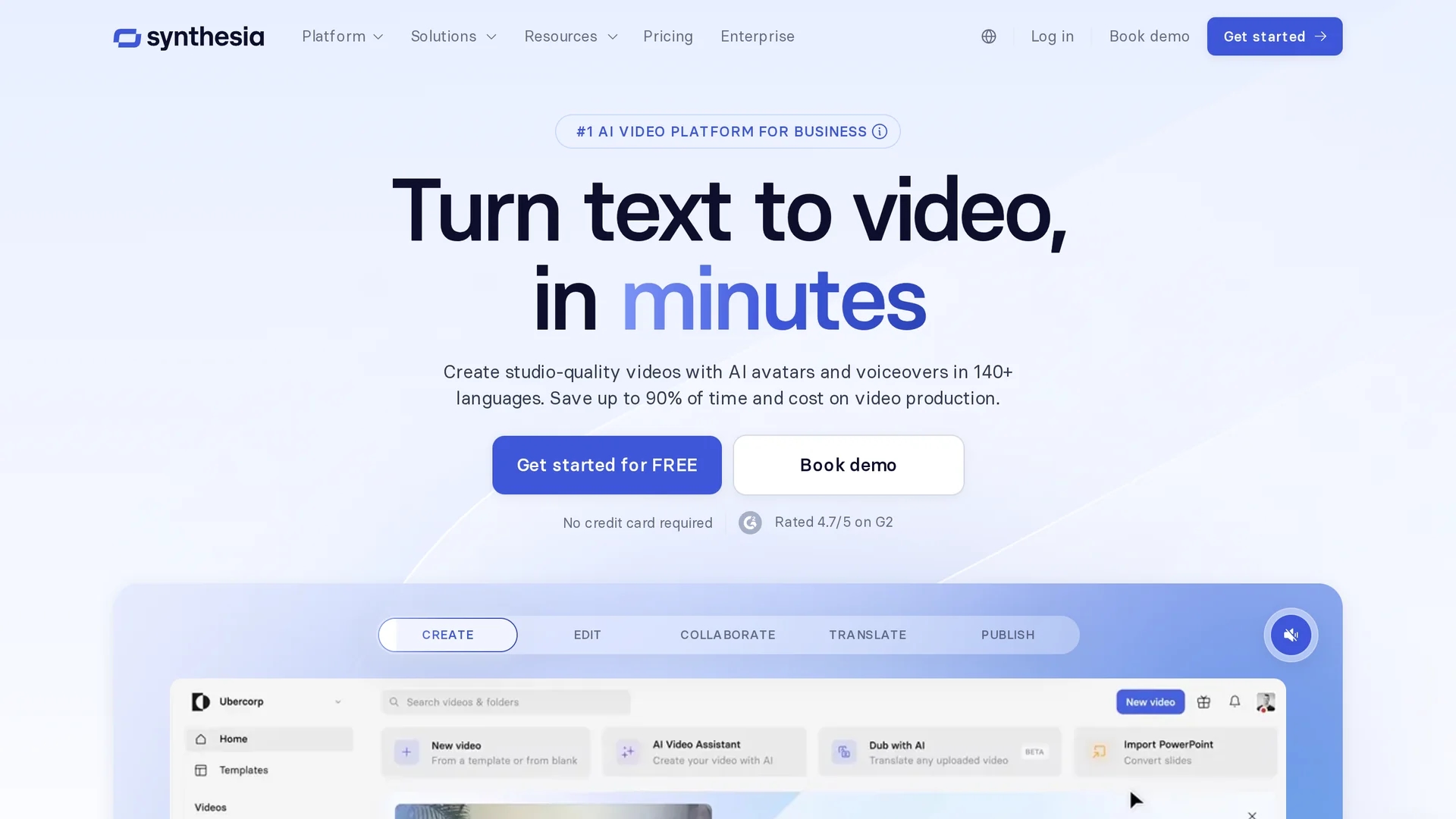 synthesia homepage