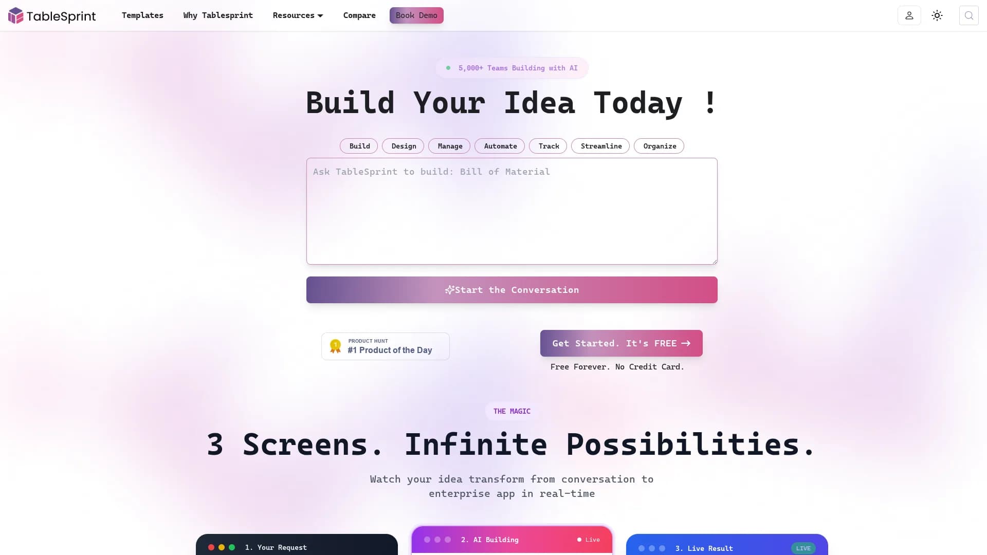 tablesprint homepage
