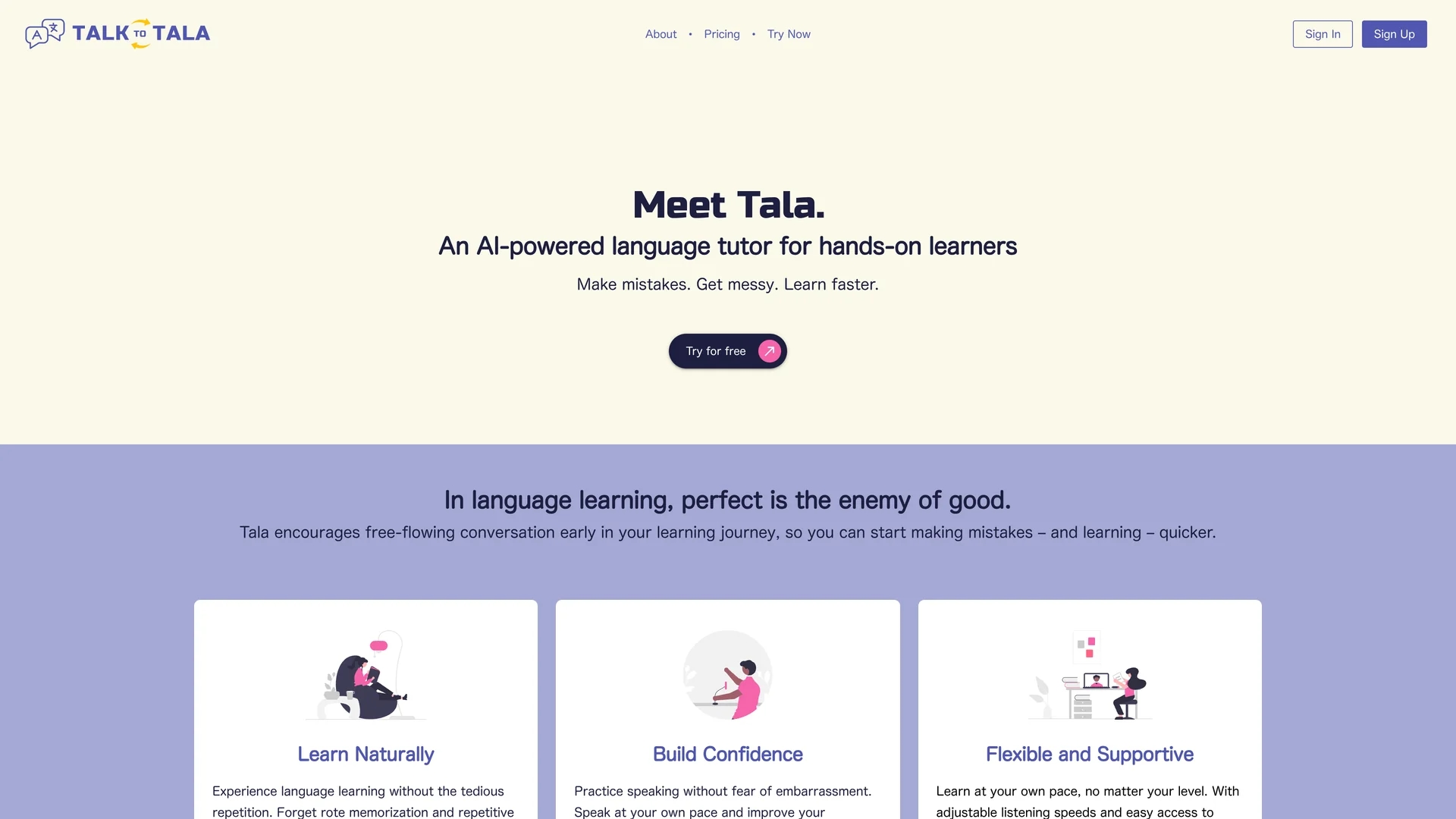 talk-to-tala homepage