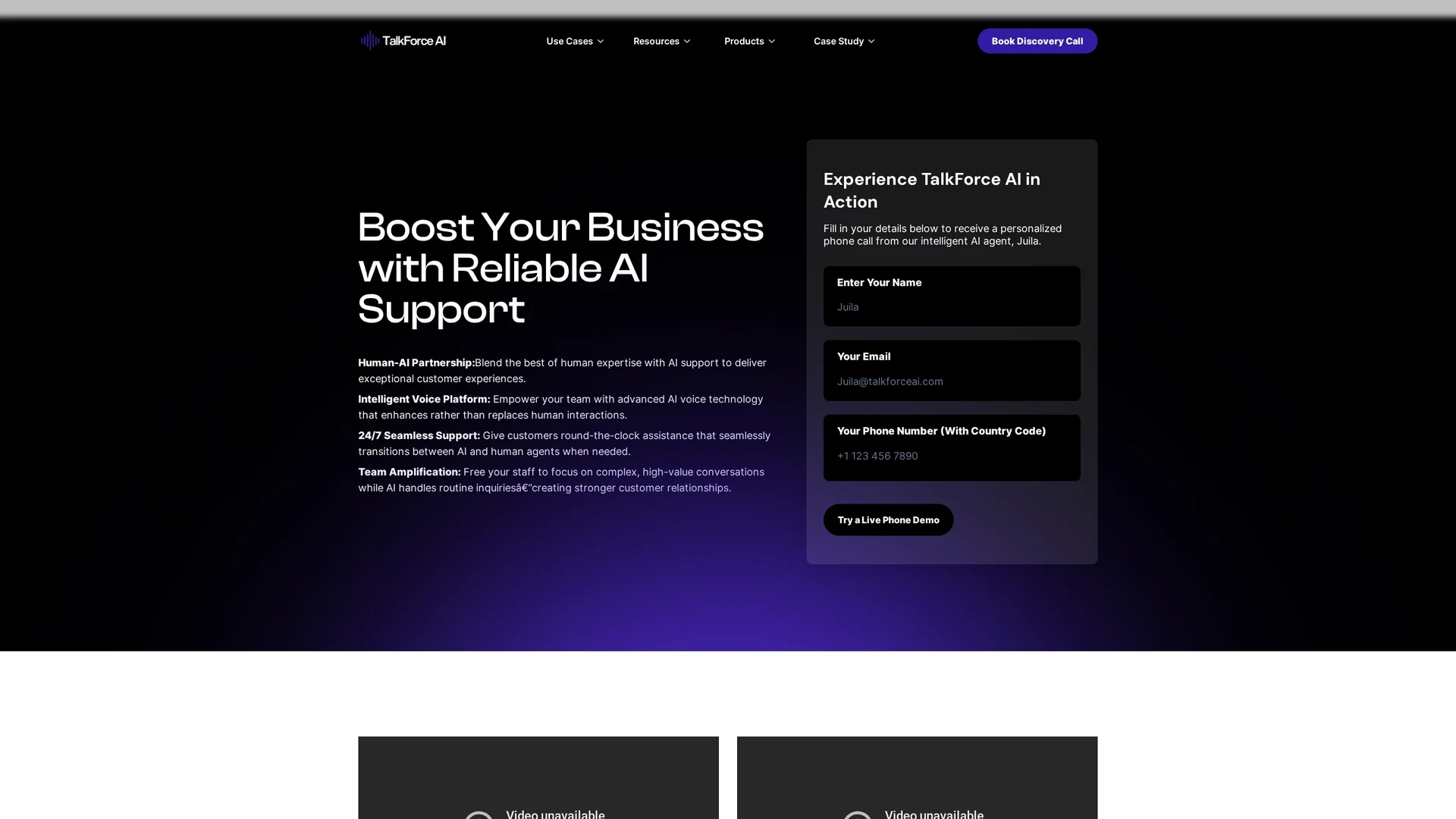 talkforce-ai homepage