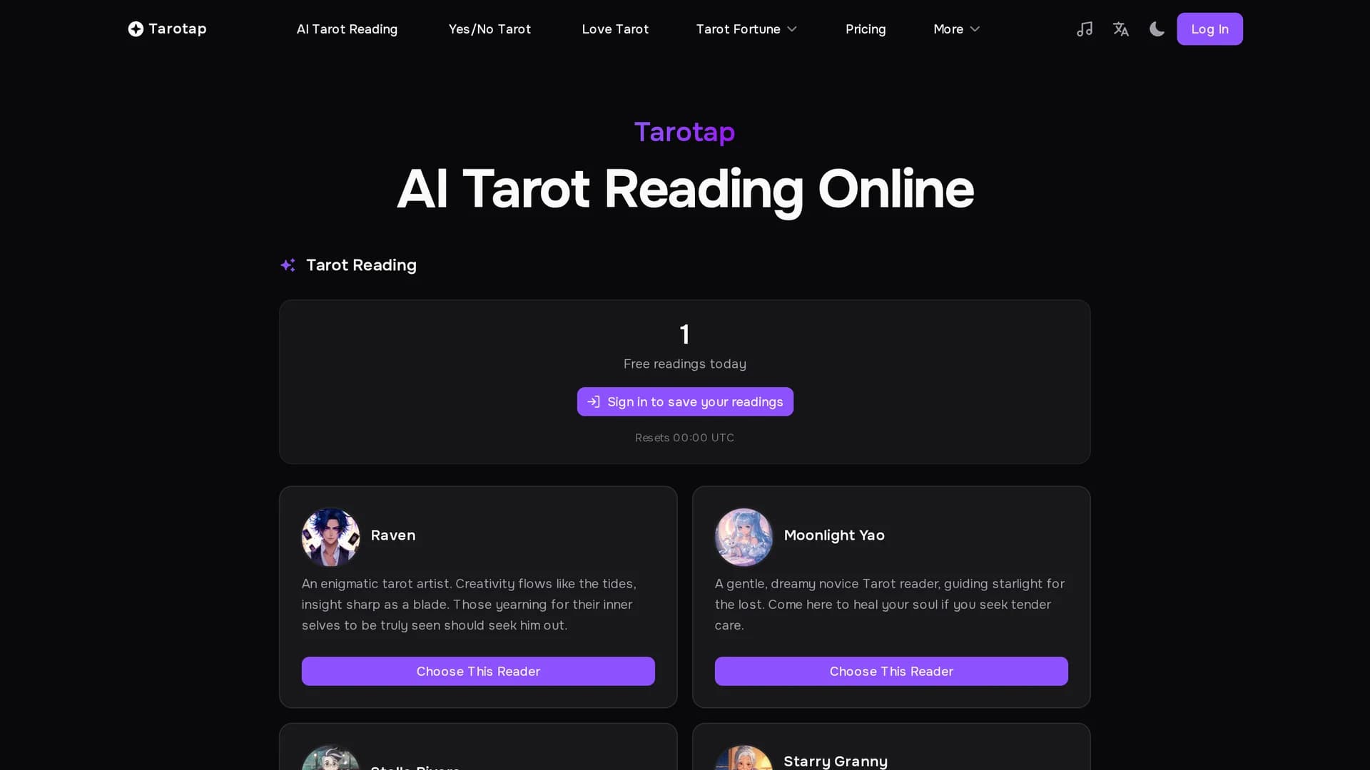 tarotap homepage