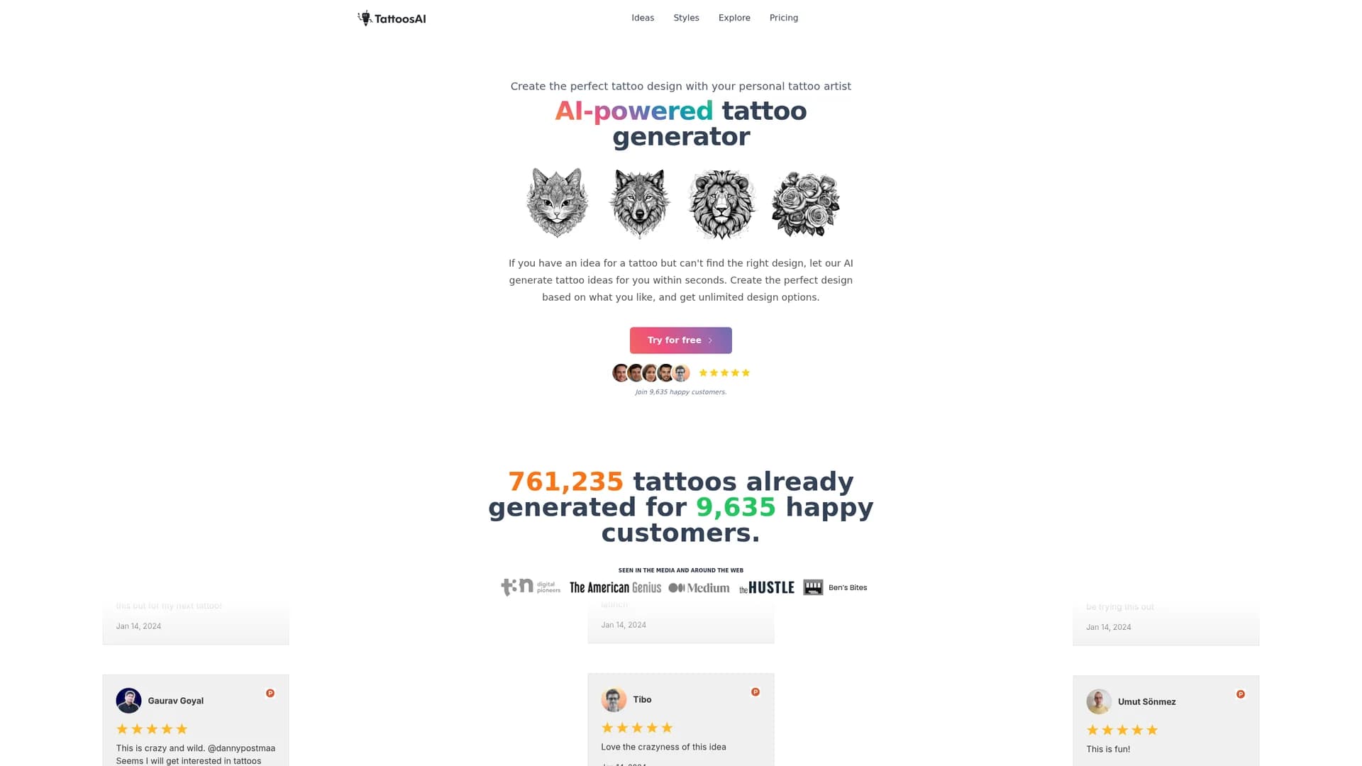 tattoosai homepage