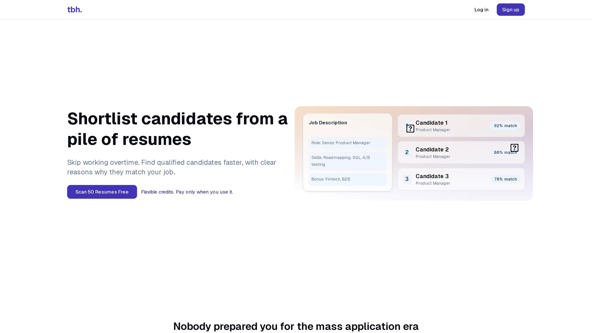 tbh homepage