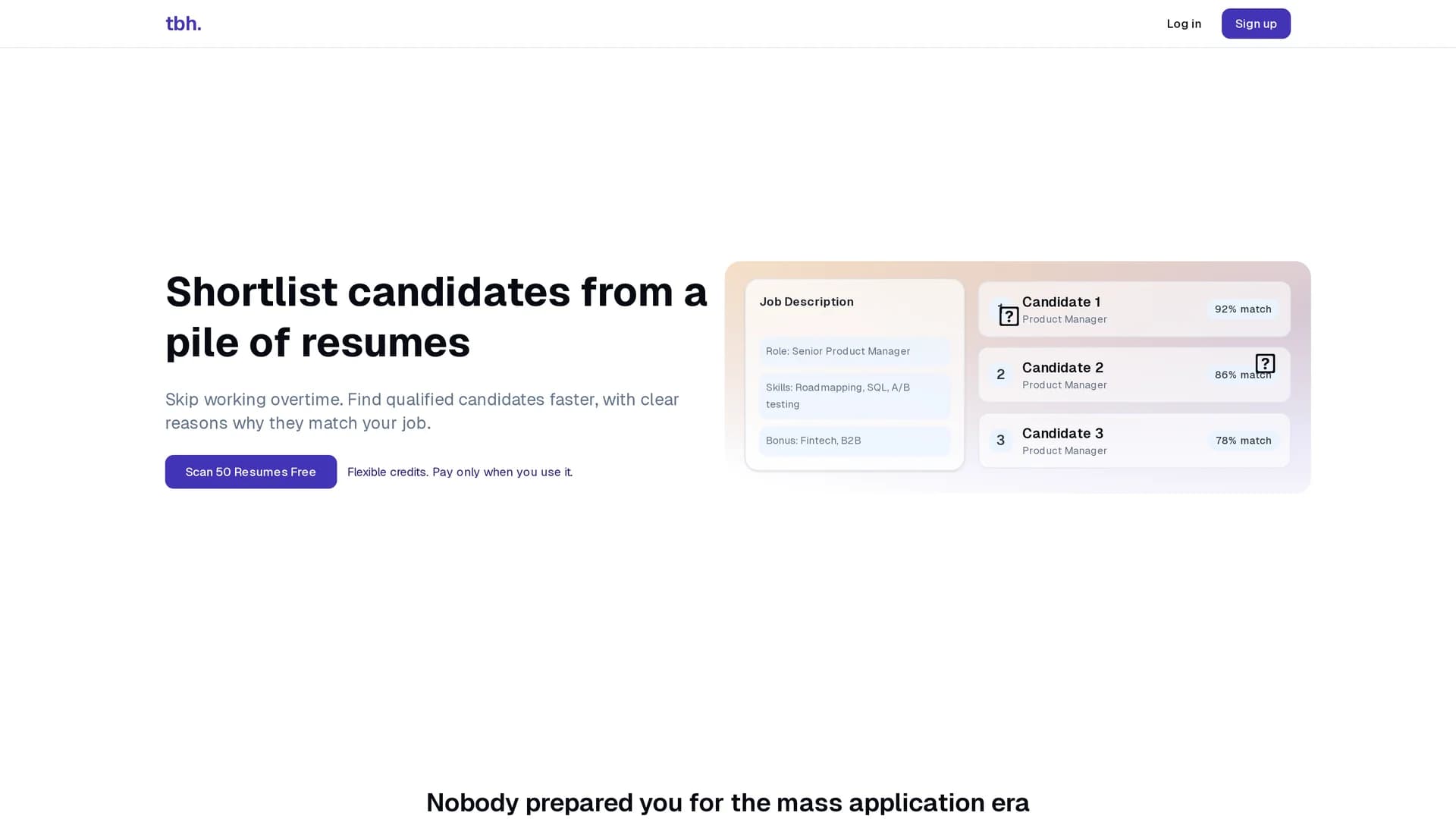 tbh homepage