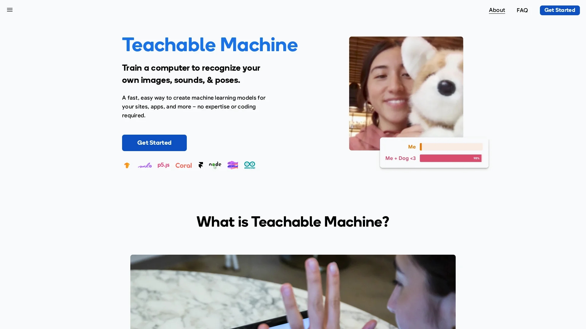 teachable-machine homepage