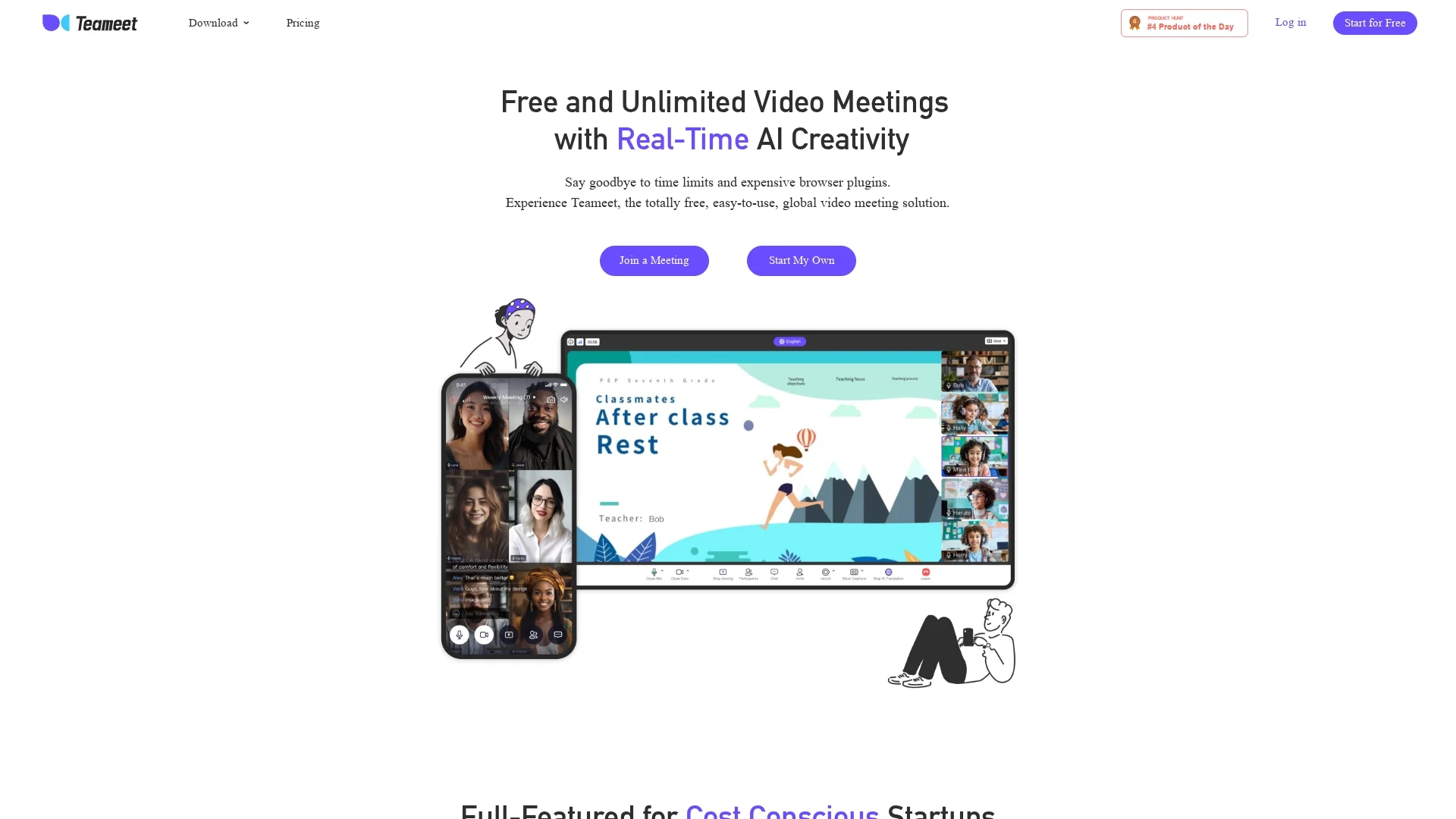 teameet-free-video-conferencing homepage