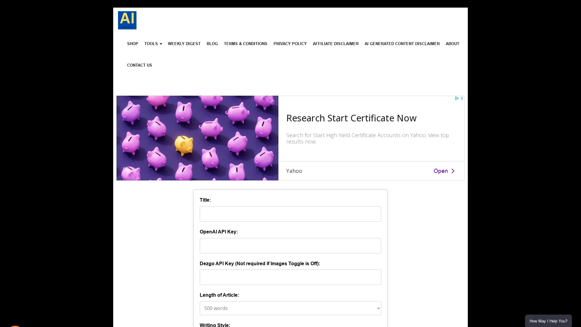 techhorizoncity-content-image-generator homepage