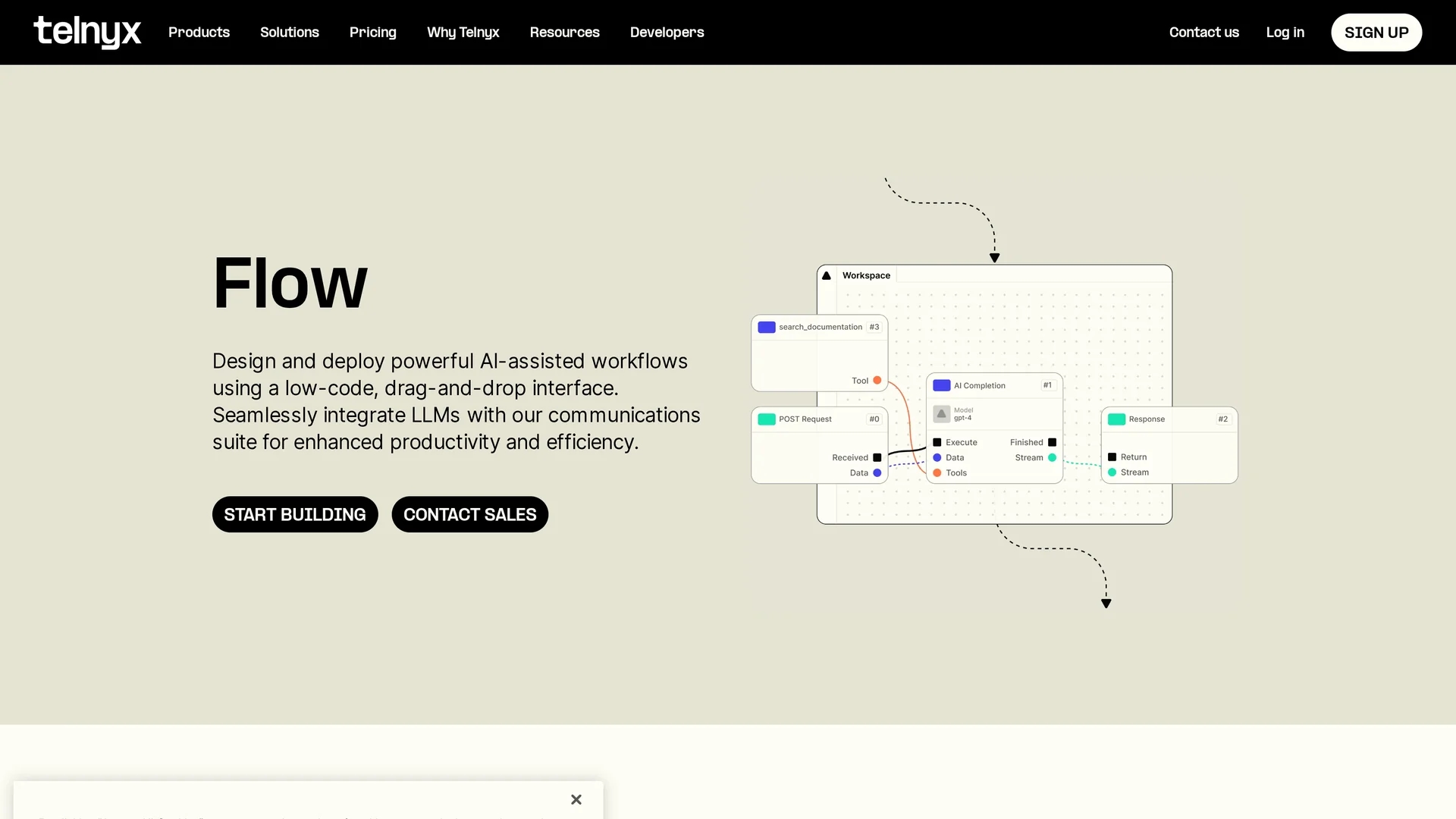 telnyx-flow homepage