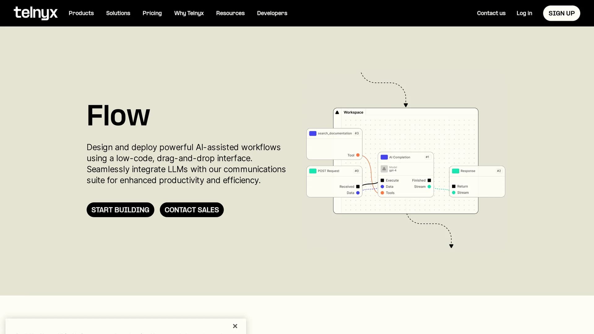 telnyx-flow homepage