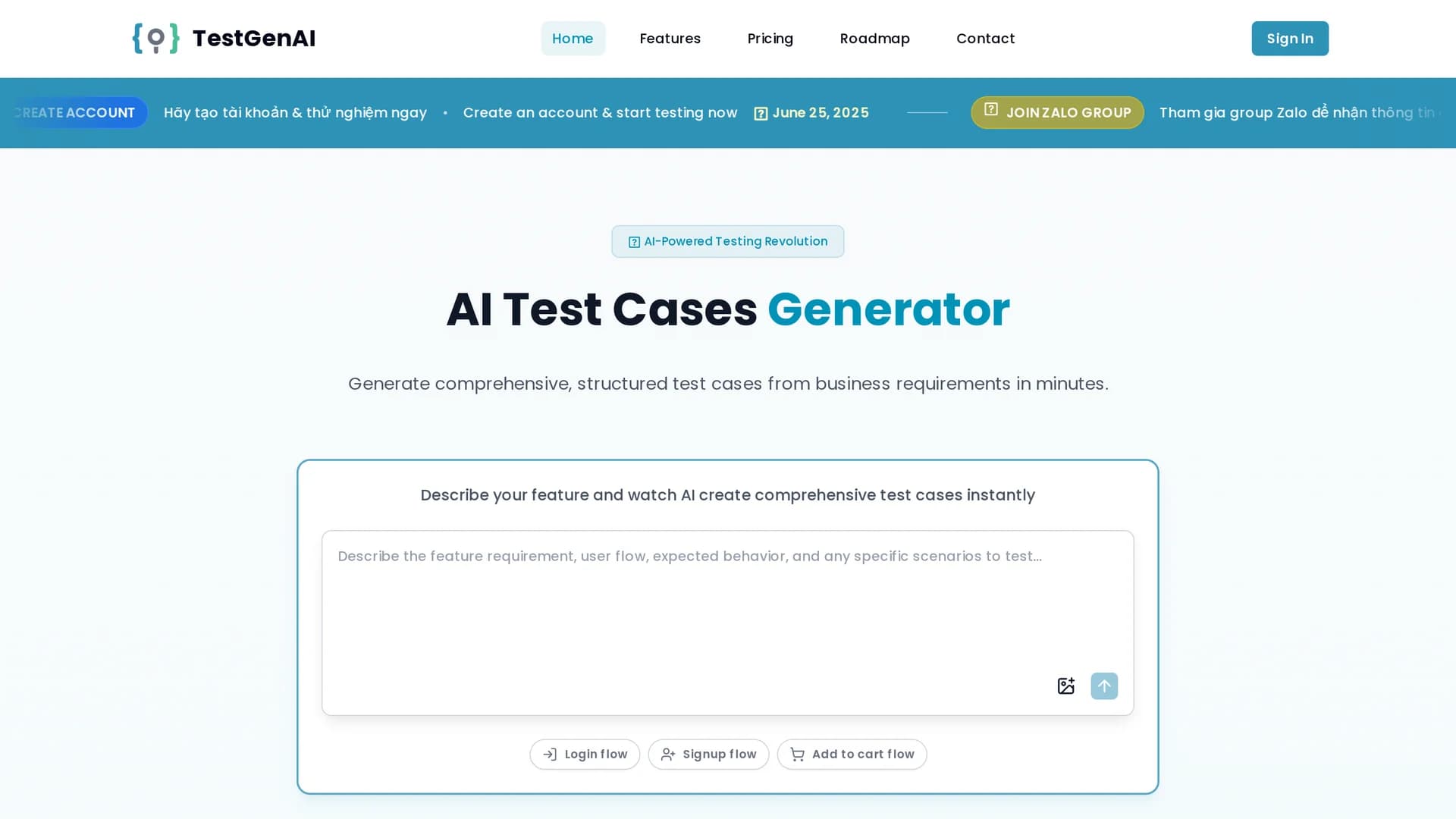 testgenai homepage