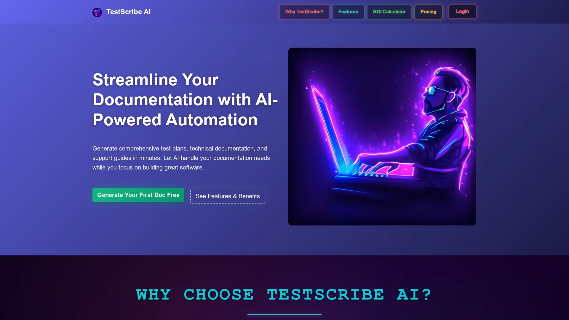 testscribe-ai homepage