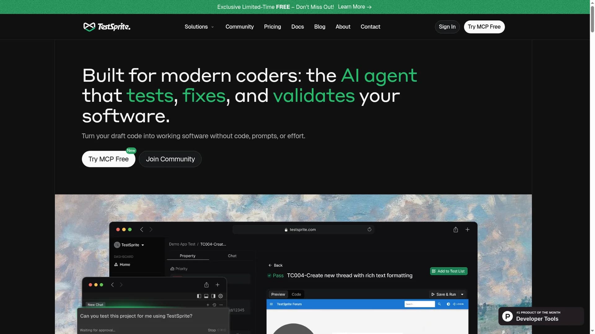 testsprite homepage