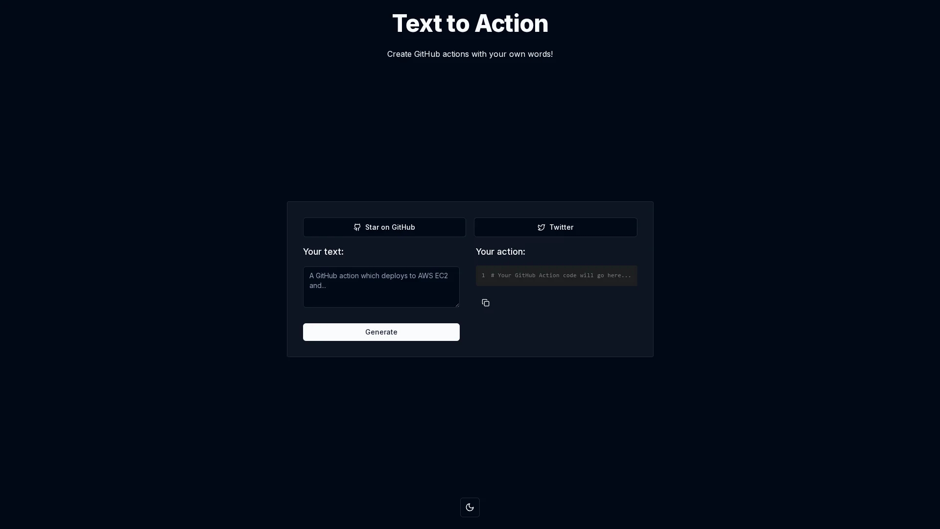 text-to-action homepage