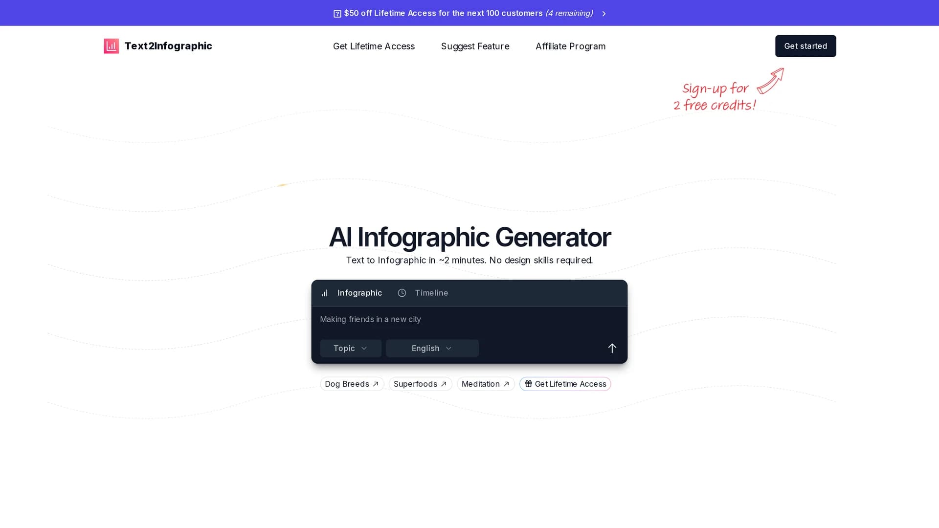 text-to-infographic homepage