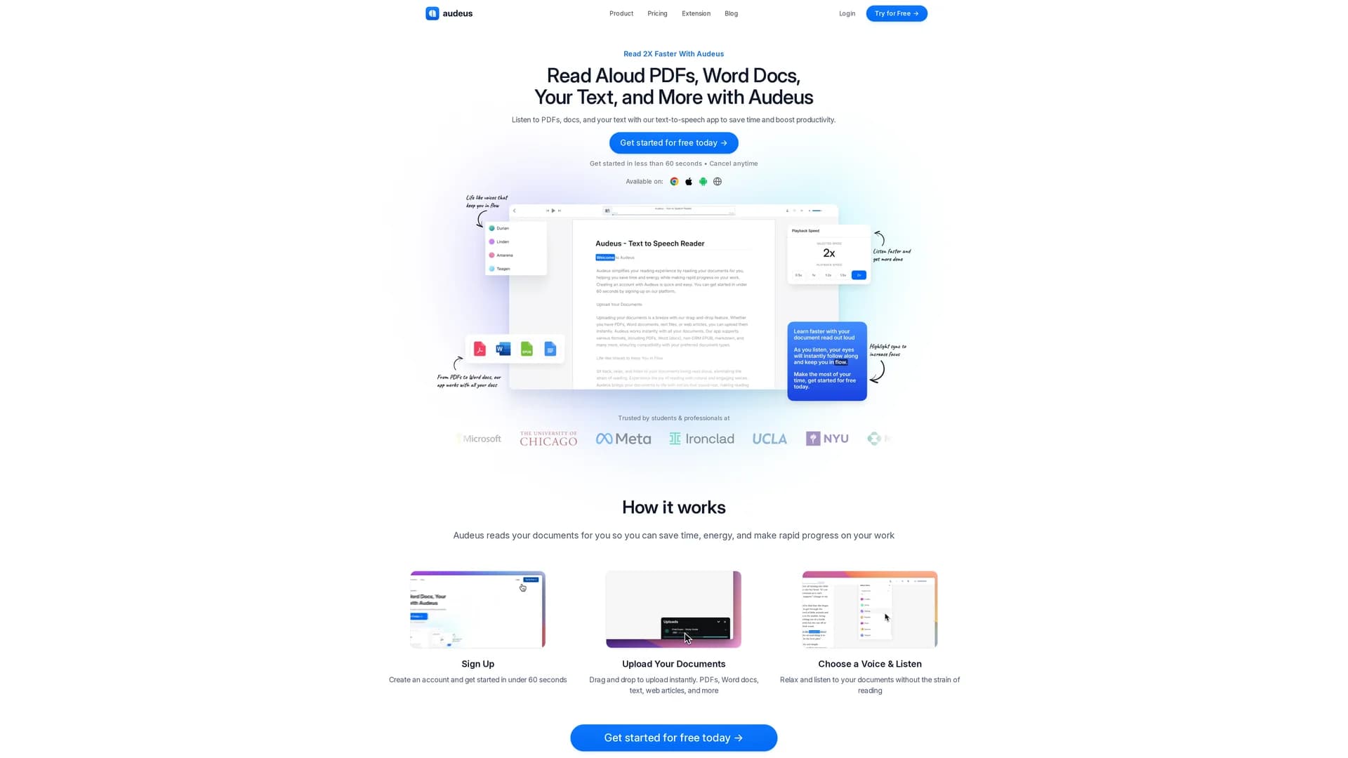 text-to-speech-reader-by-audeus homepage