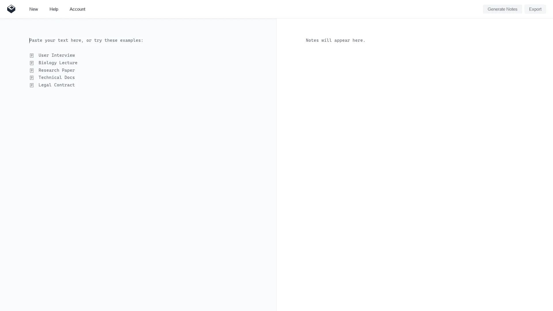 text2note homepage
