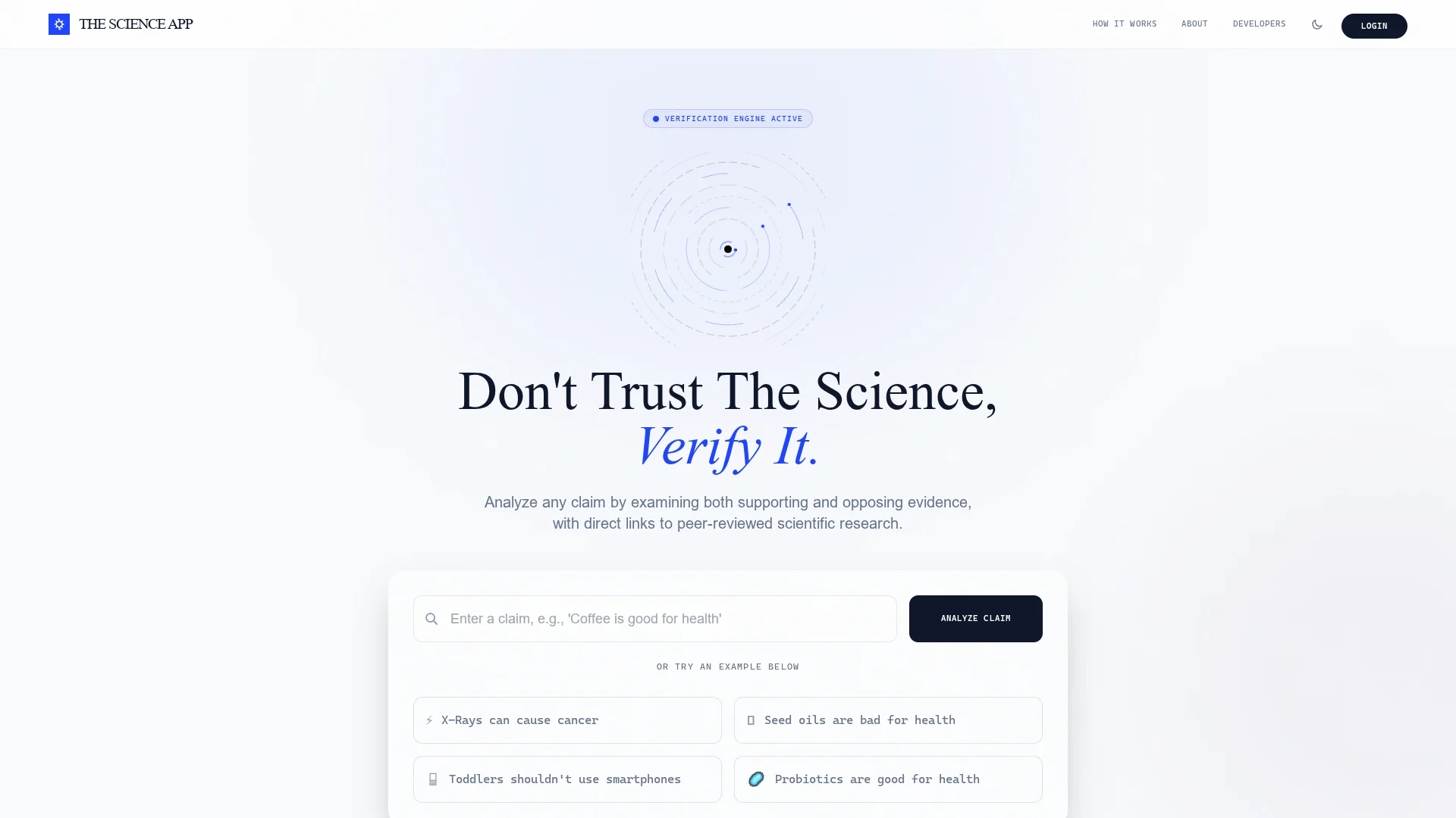 the-science-app homepage