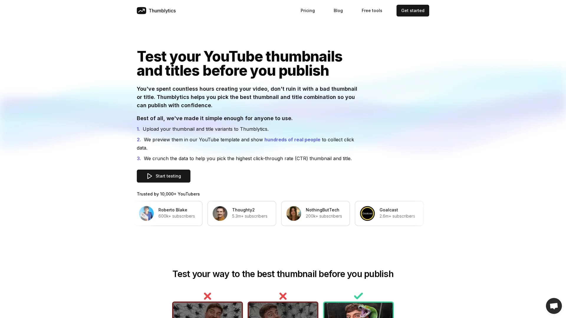 thumblytics homepage
